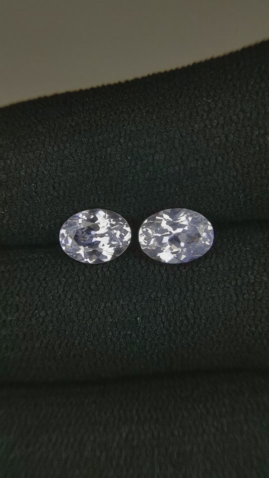 2.67&nbsp;Ct.Tw.Total Carat Weight White Sapphire Pair from Ceylon (Sri Lanka) Size Video