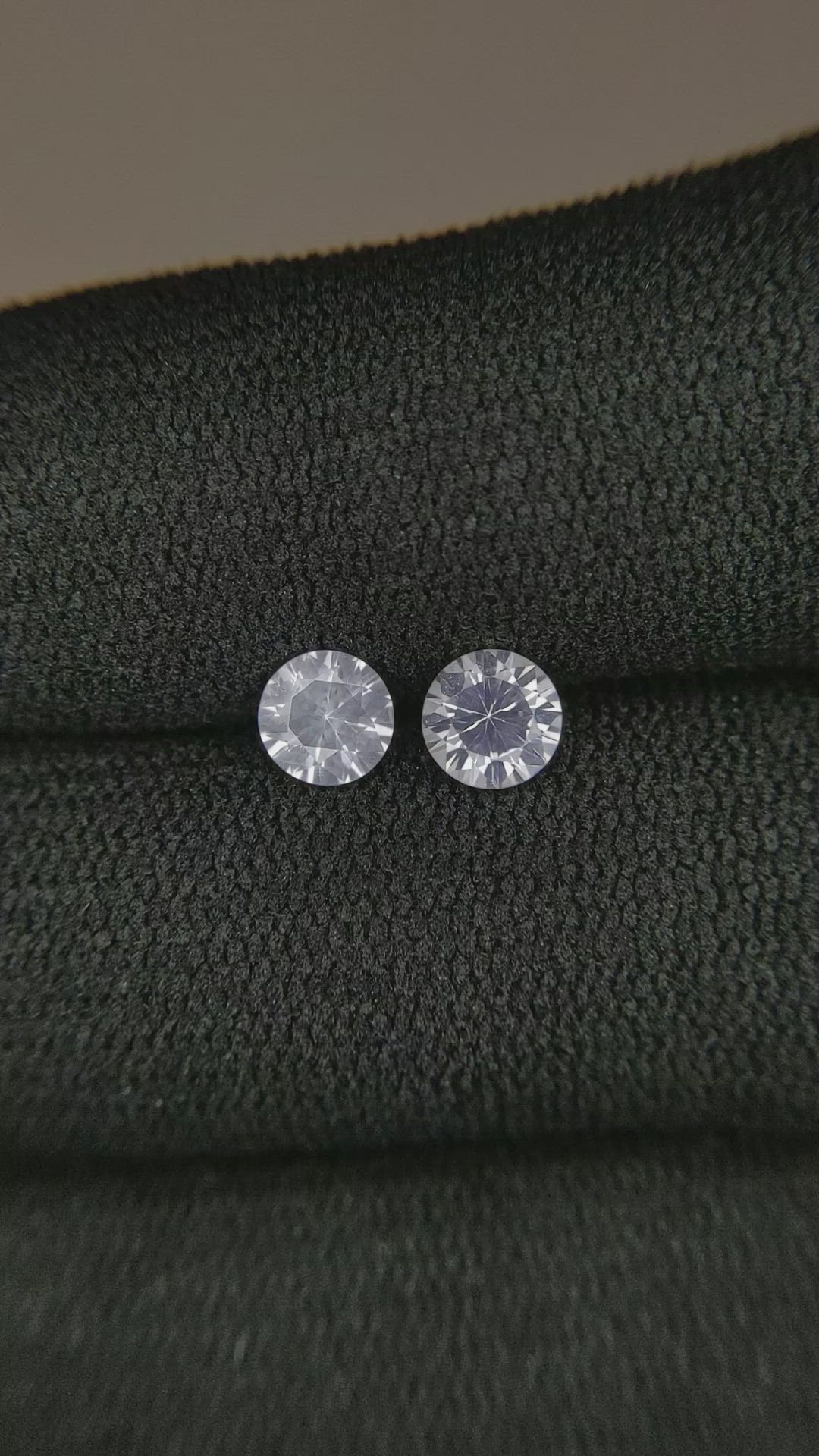 1.06 Ct.Tw.Total Carat Weight White Sapphire Pair from Ceylon (Sri Lanka) Size Video