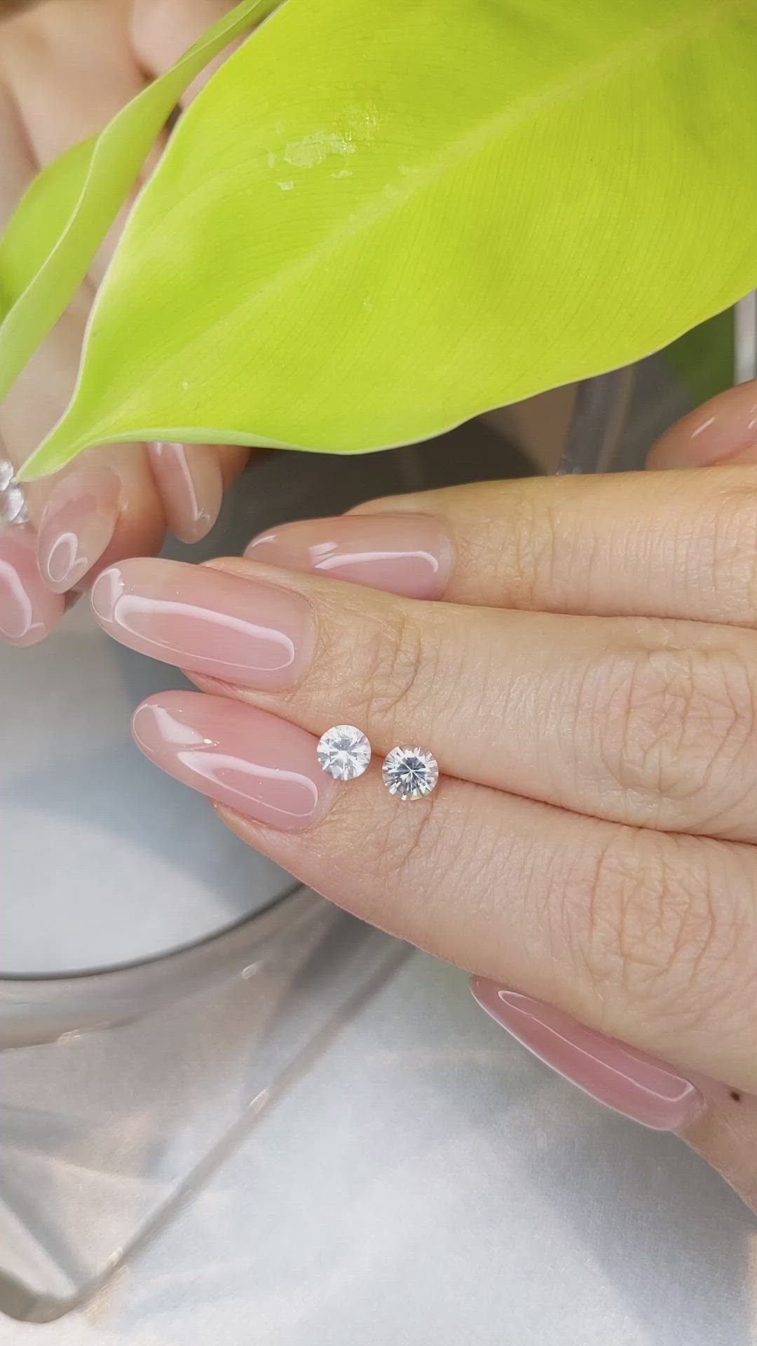 1.06 Ct.Tw.Total Carat Weight White Sapphire Pair from Ceylon (Sri Lanka) Size Video