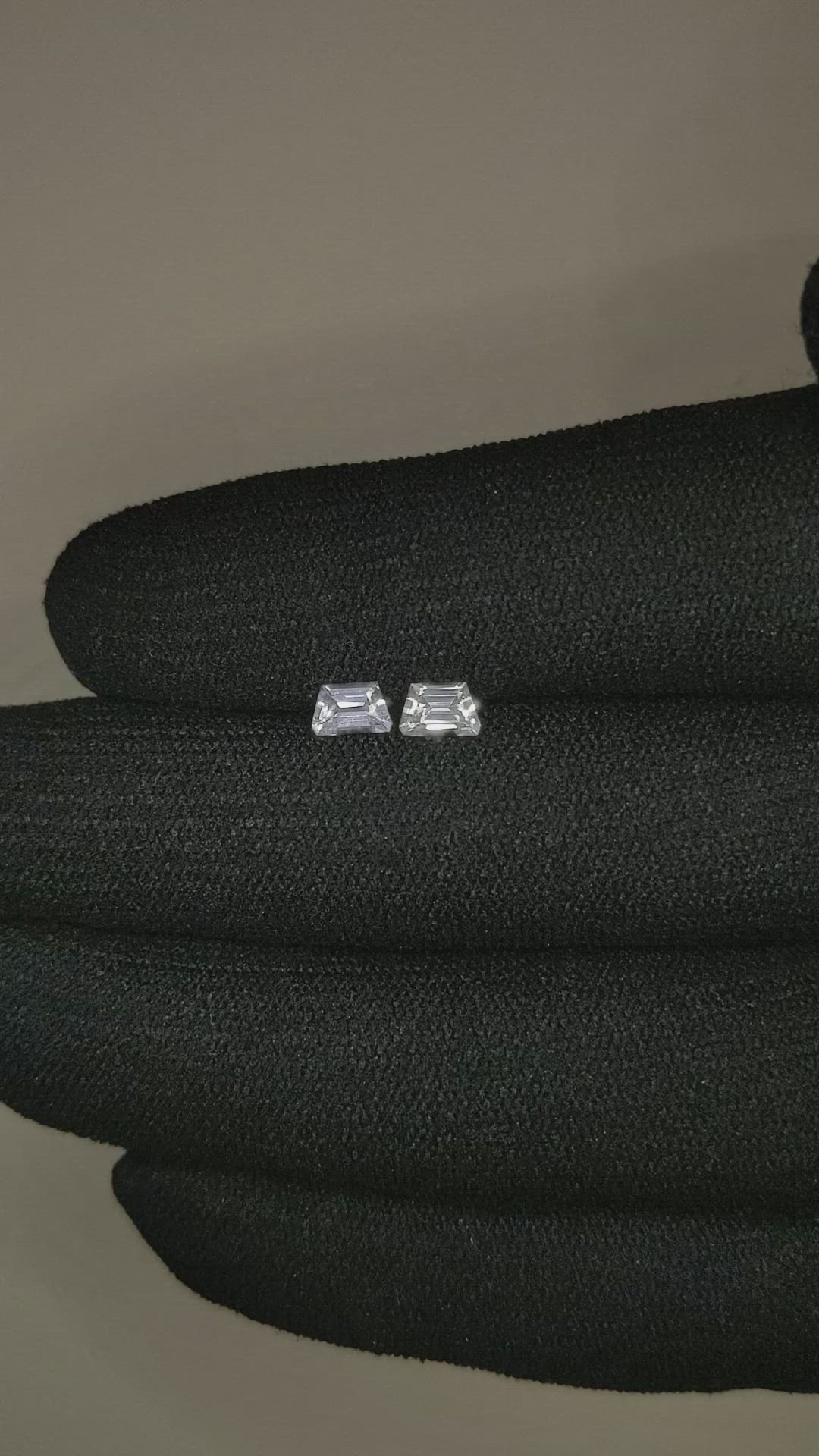 0.69 Ct.Tw.Total Carat Weight White Sapphire Pair from Ceylon (Sri Lanka) Size Video