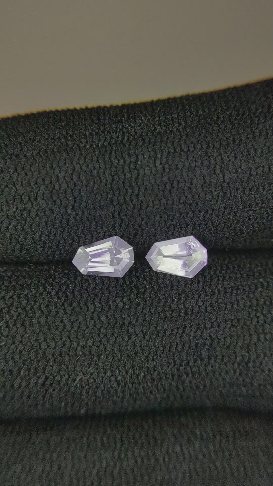 1.10 Ct.Tw.Total Carat Weight White Sapphire Pair from Ceylon (Sri Lanka) Size Video