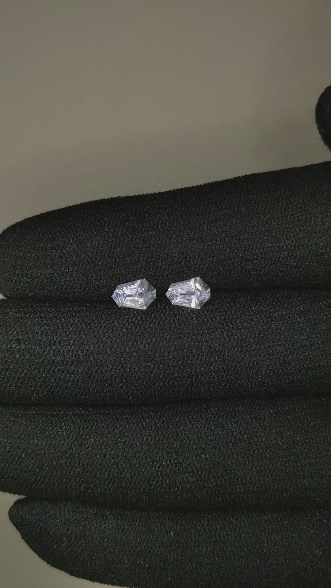 1.14 Ct.Tw.Total Carat Weight White Sapphire Pair from Ceylon (Sri Lanka) Size Video