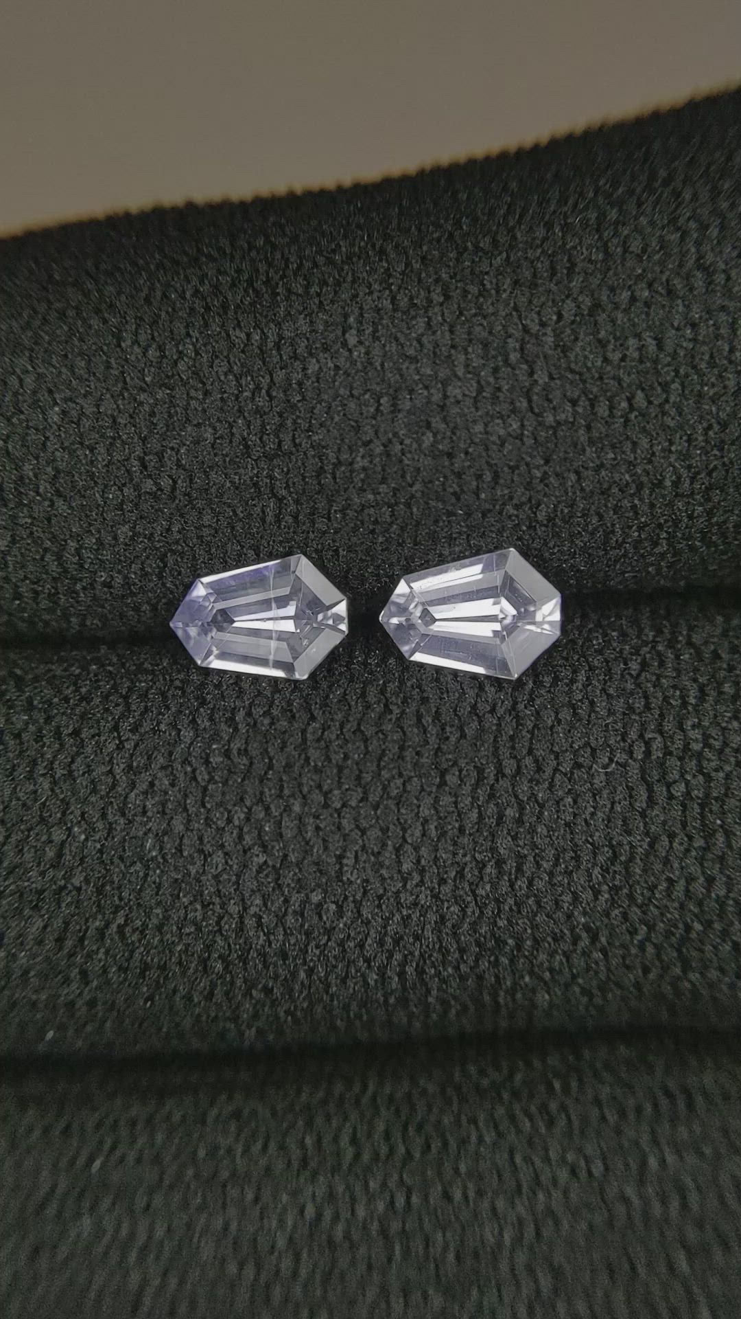 1.14 Ct.Tw.Total Carat Weight White Sapphire Pair from Ceylon (Sri Lanka) Size Video