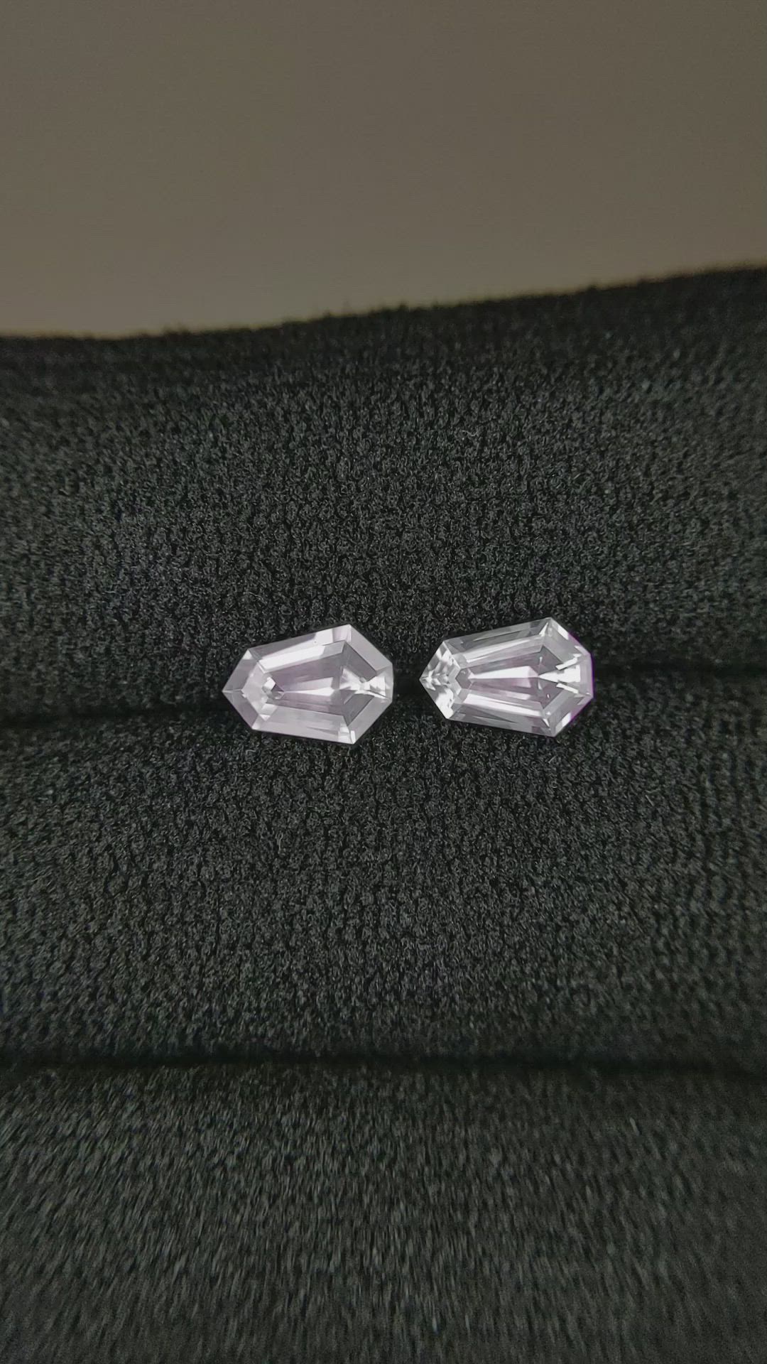 1.15 Ct.Tw.Total Carat Weight White Sapphire Pair from Ceylon (Sri Lanka) Size Video