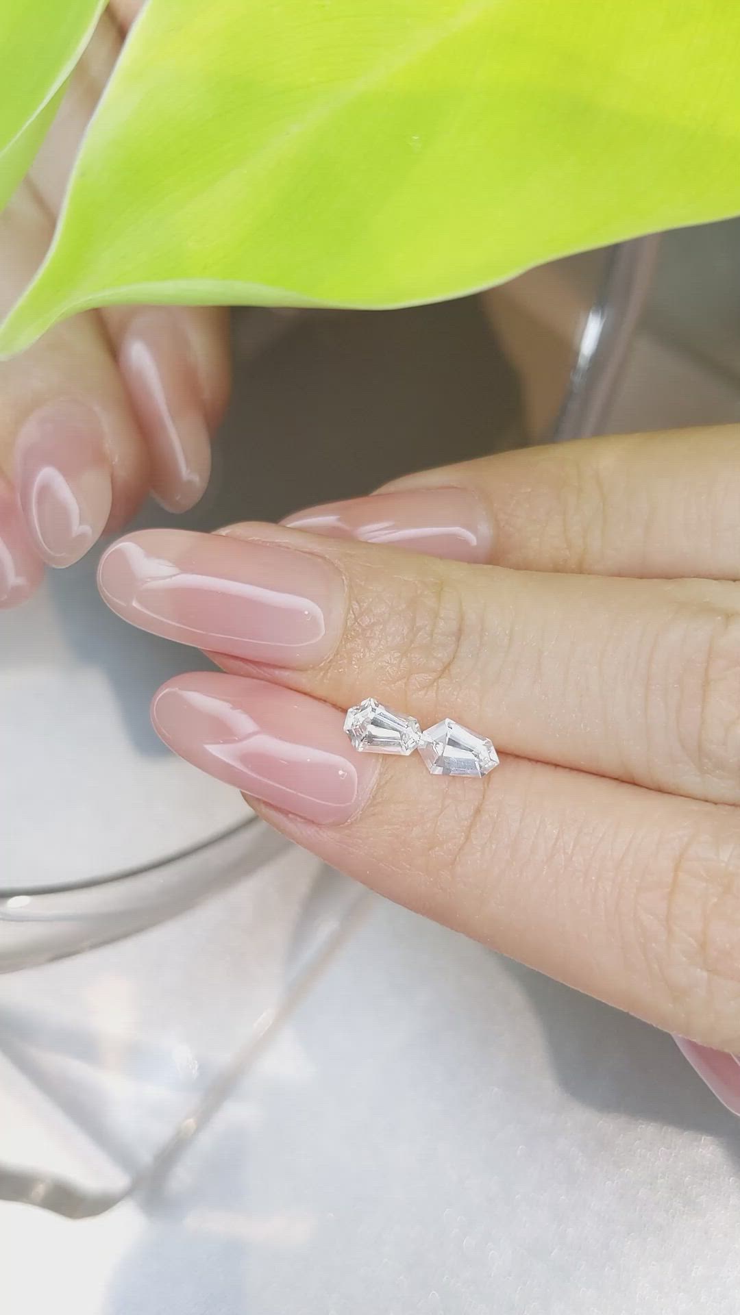 1.15 Ct.Tw.Total Carat Weight White Sapphire Pair from Ceylon (Sri Lanka) Size Video