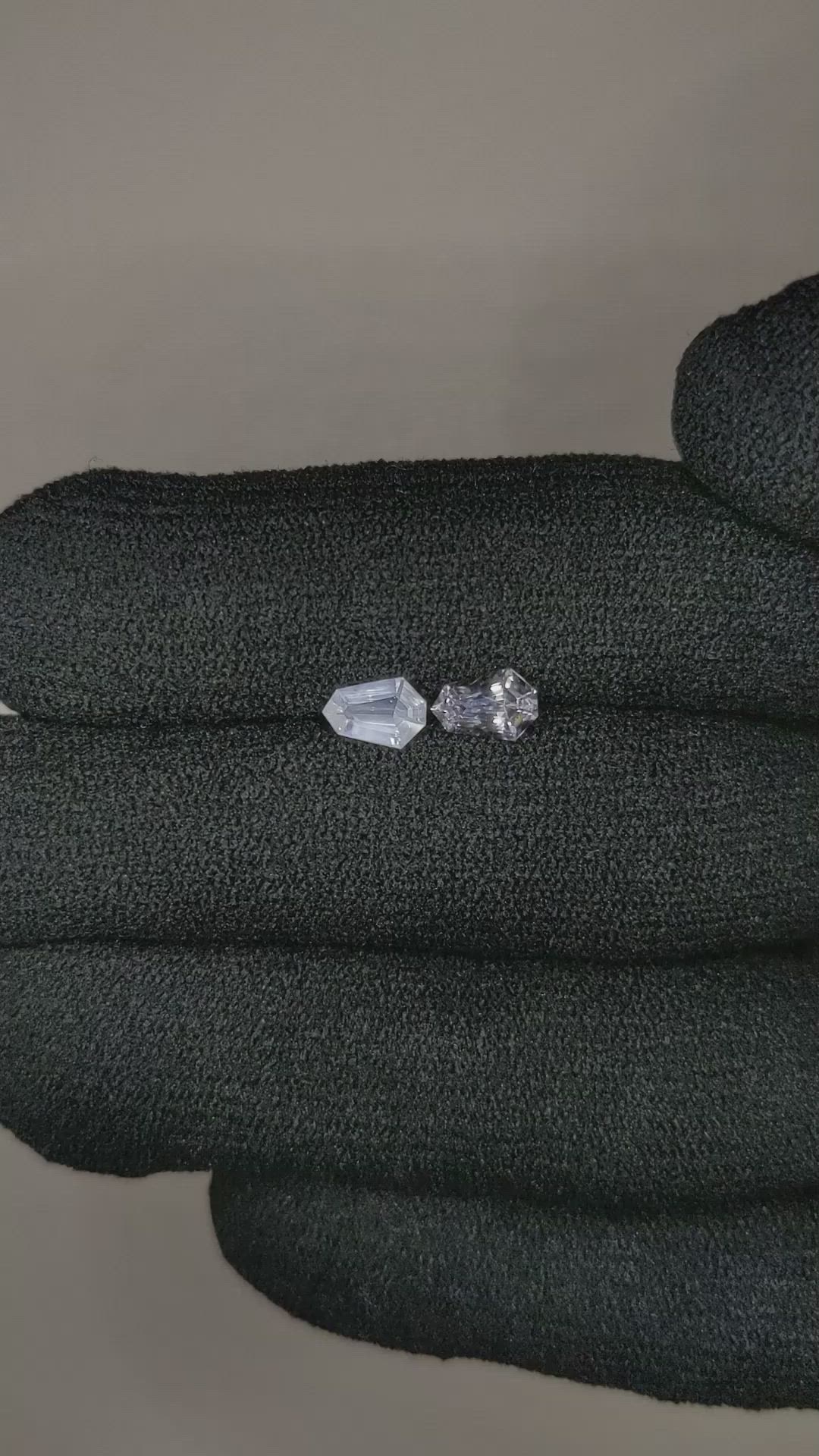 0.95 Ct.Tw.Total Carat Weight White Sapphire Pair from Ceylon (Sri Lanka) Size Video