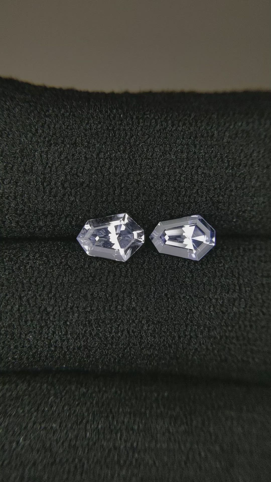 1.37 Ct.Tw.Total Carat Weight White Sapphire Pair from Ceylon (Sri Lanka) Size Video