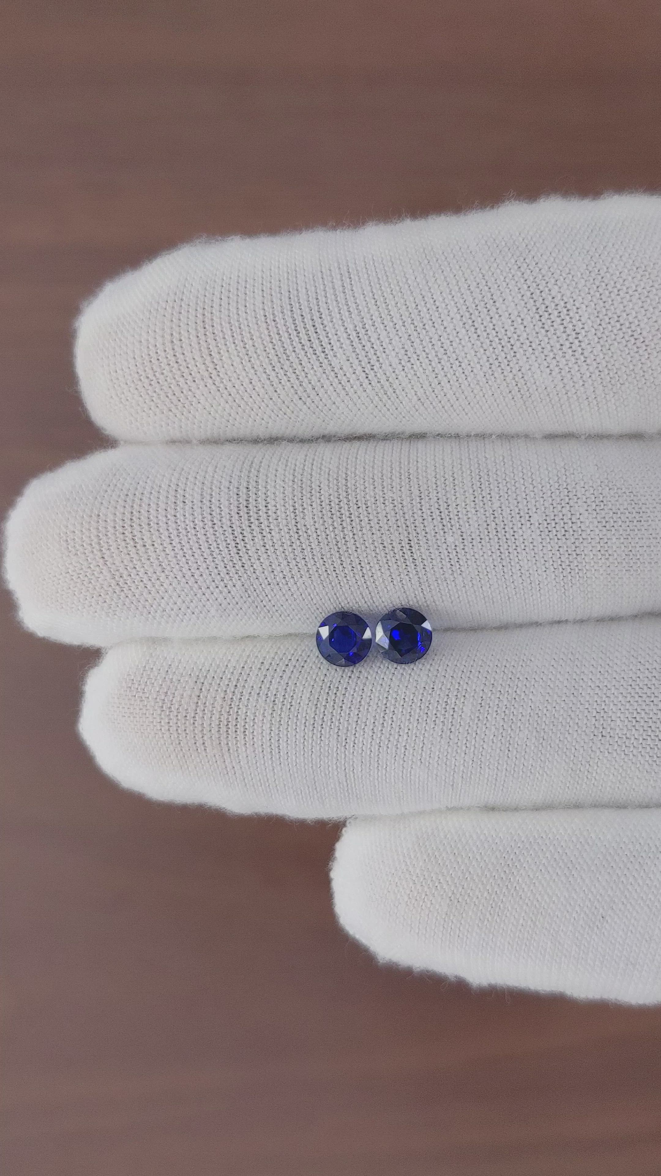 1.19 Ct.Tw.Total Carat Weight Blue Sapphire Pair from Ceylon (Sri Lanka) Size Video