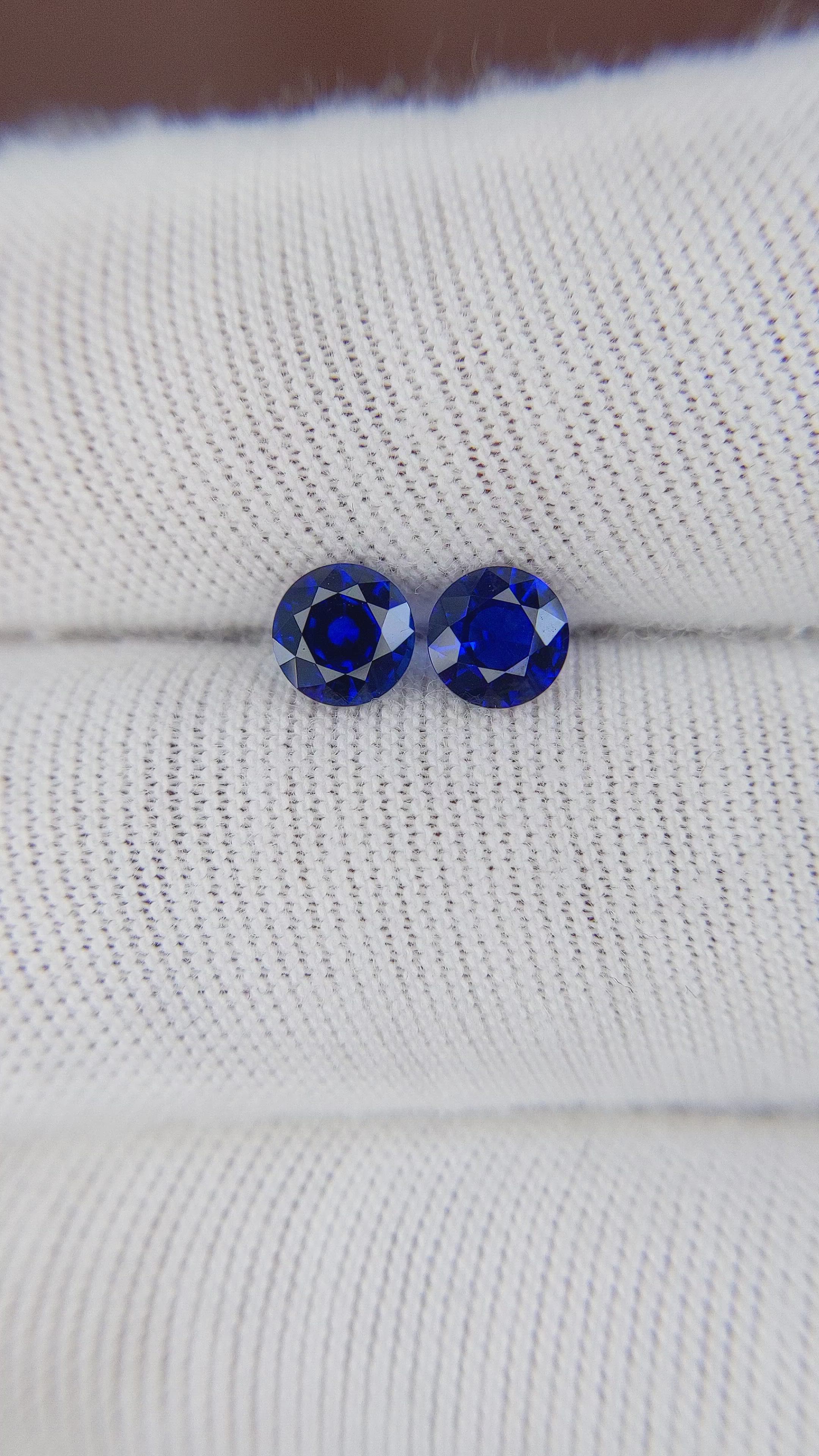 1.19 Ct.Tw.Total Carat Weight Blue Sapphire Pair from Ceylon (Sri Lanka) Size Video