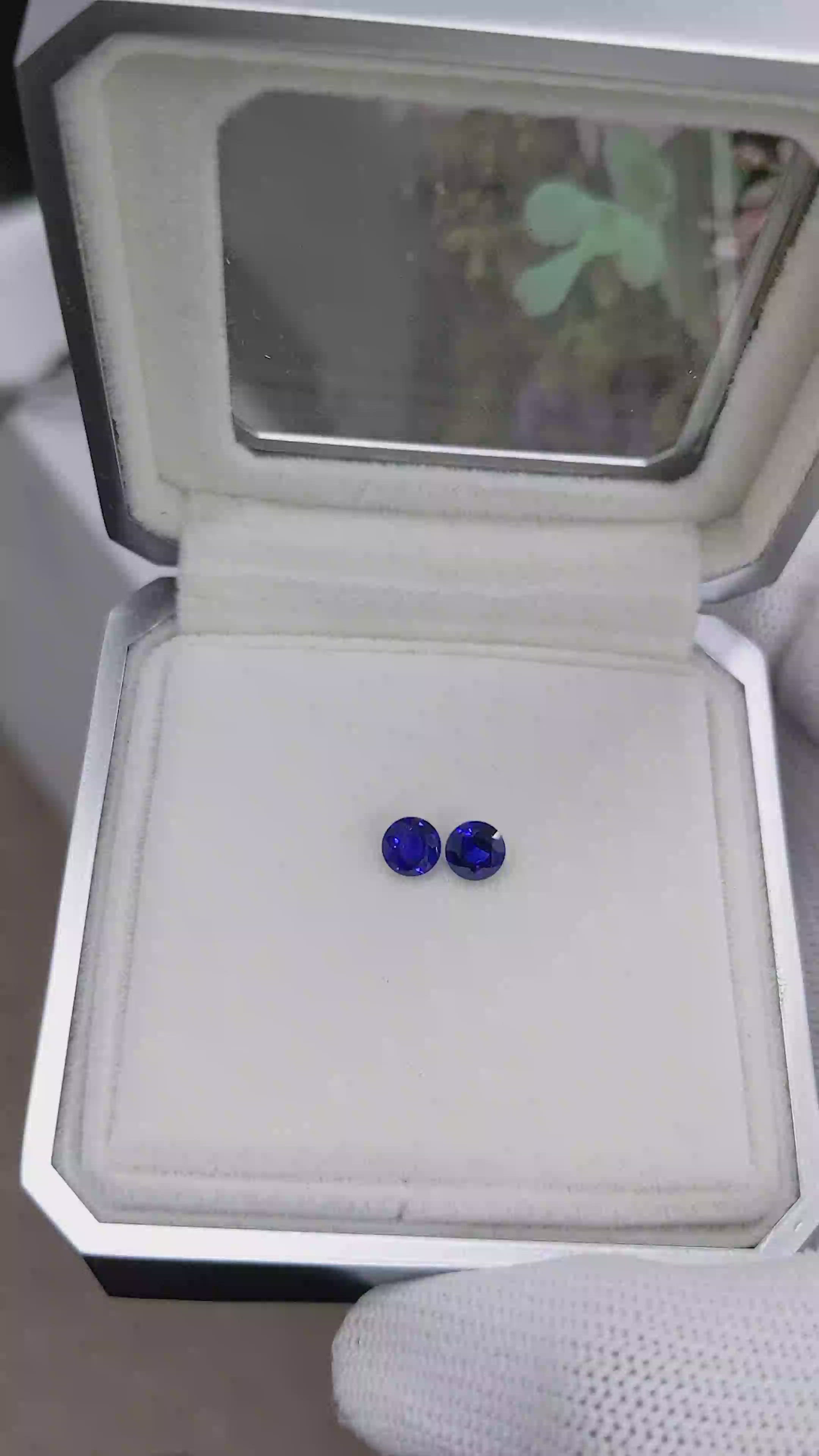 1.19 Ct.Tw.Total Carat Weight Blue Sapphire Pair from Ceylon (Sri Lanka) Size Video