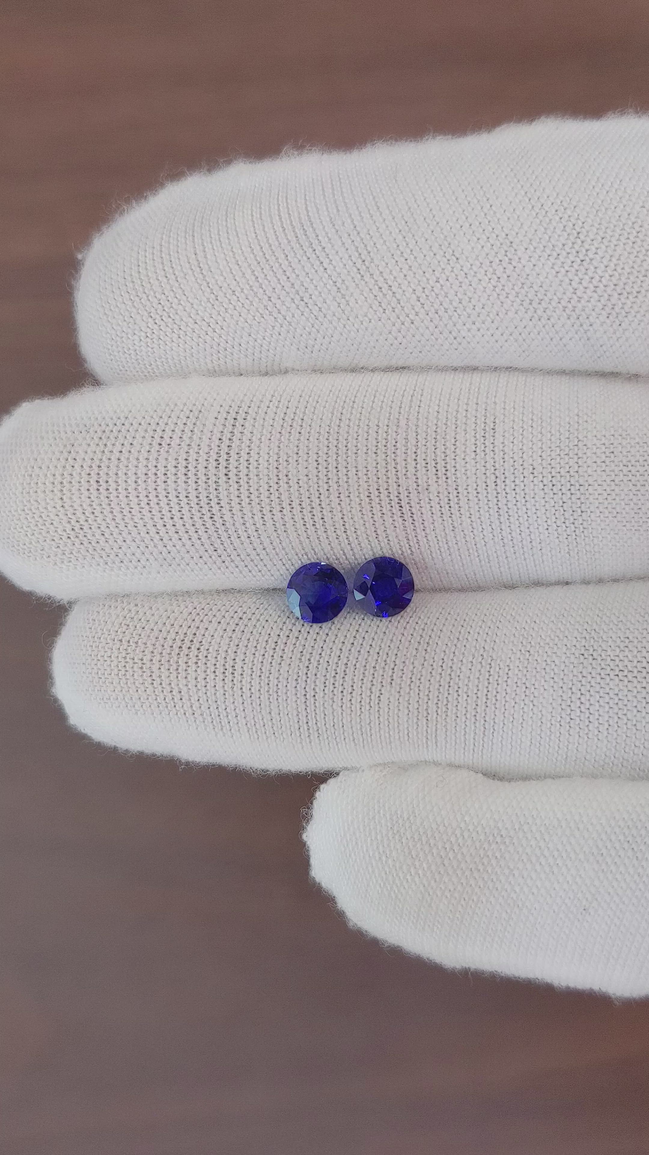 1.08 Ct.Tw.Total Carat Weight Blue Sapphire Pair from Ceylon (Sri Lanka) Size Video