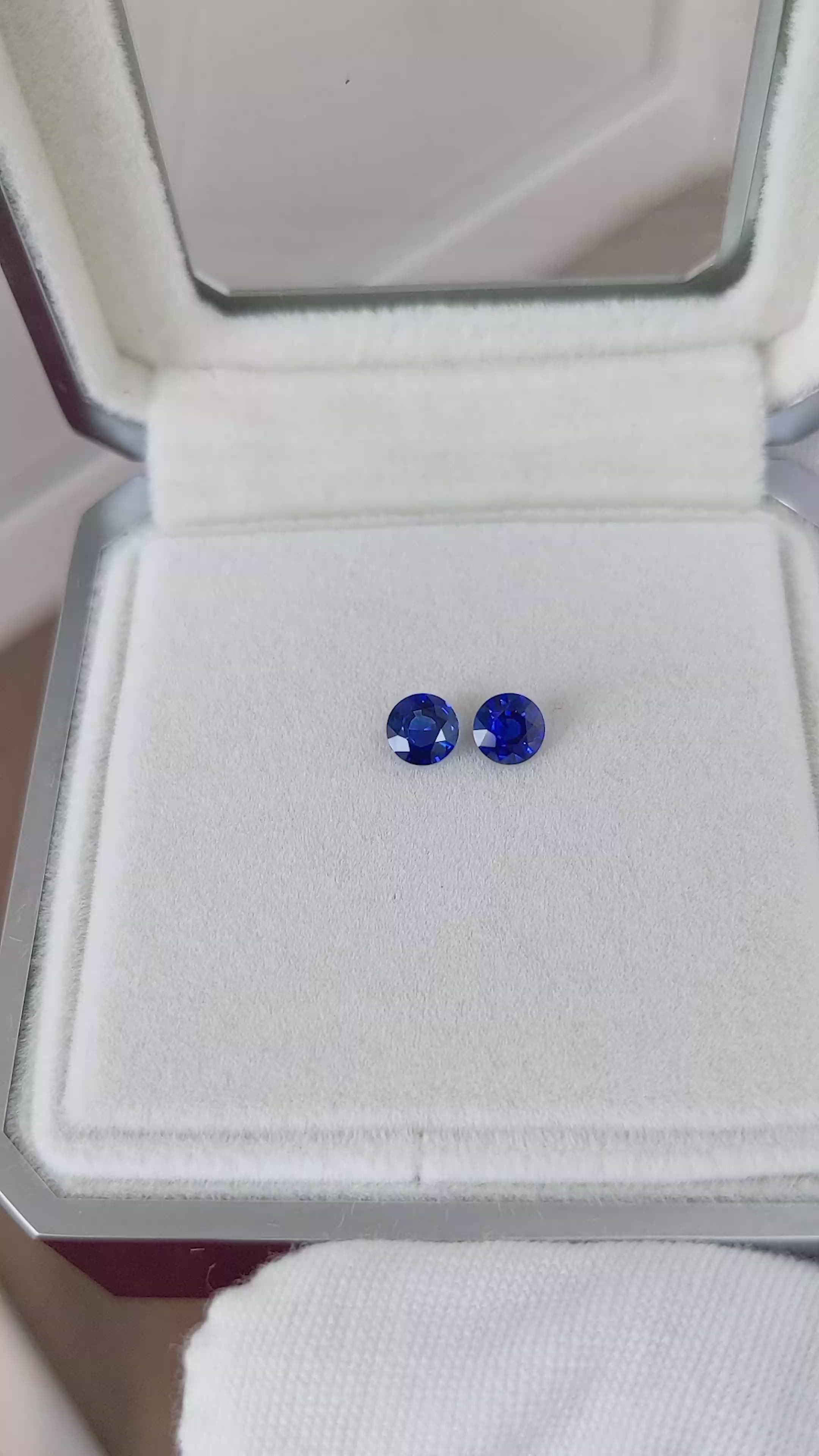 1.08 Ct.Tw.Total Carat Weight Blue Sapphire Pair from Ceylon (Sri Lanka) Size Video