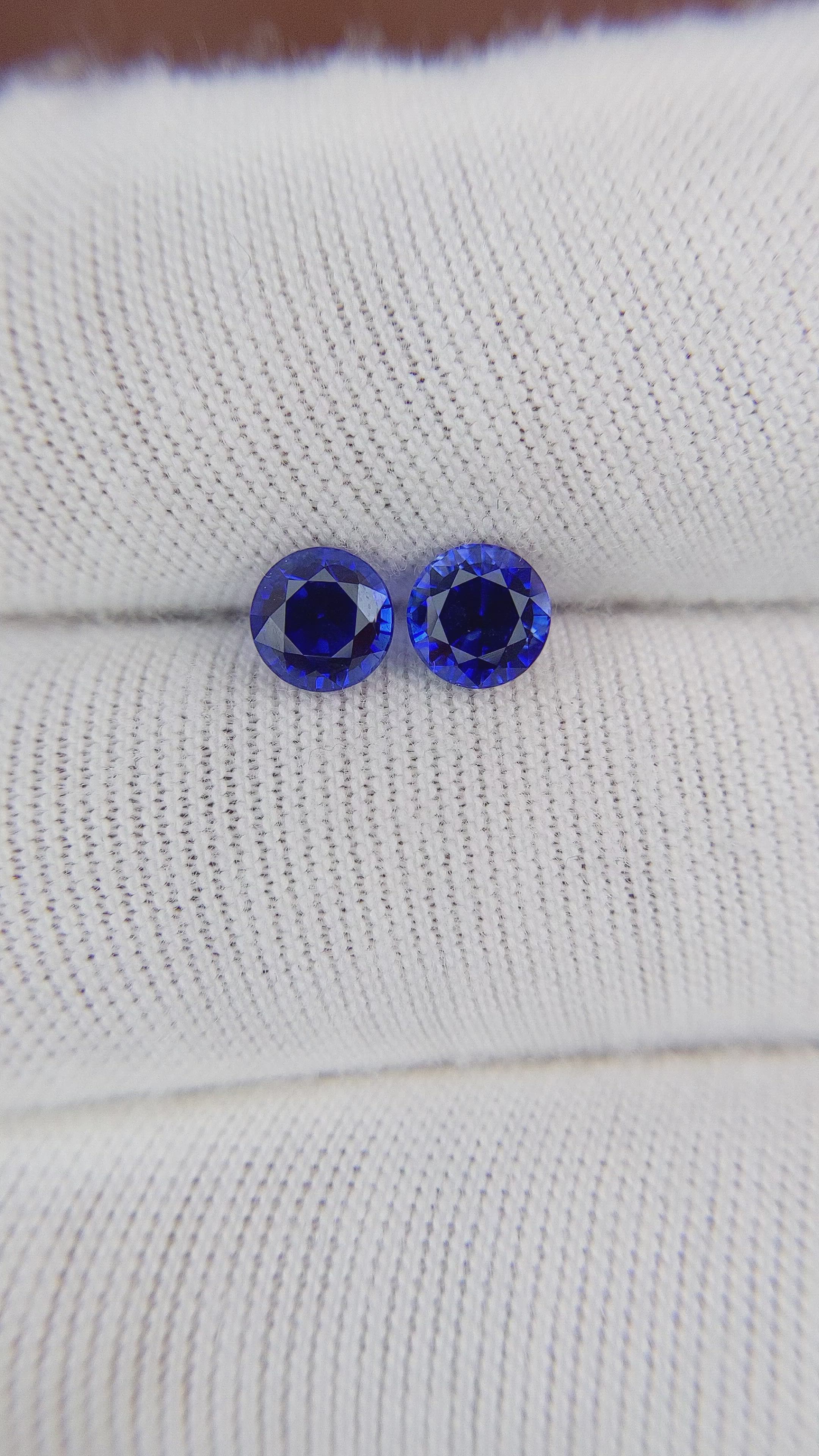 1.47 Ct.Tw.Total Carat Weight Blue Sapphire Pair from Ceylon (Sri Lanka) Size Video