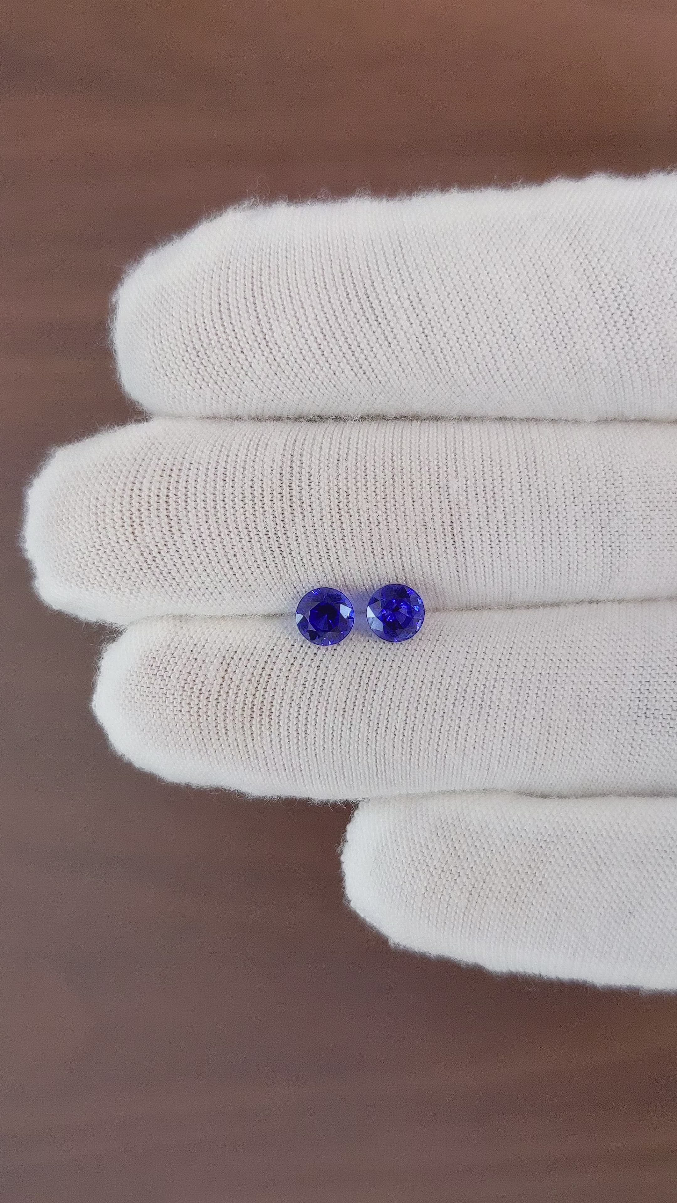 1.47 Ct.Tw.Total Carat Weight Blue Sapphire Pair from Ceylon (Sri Lanka) Size Video