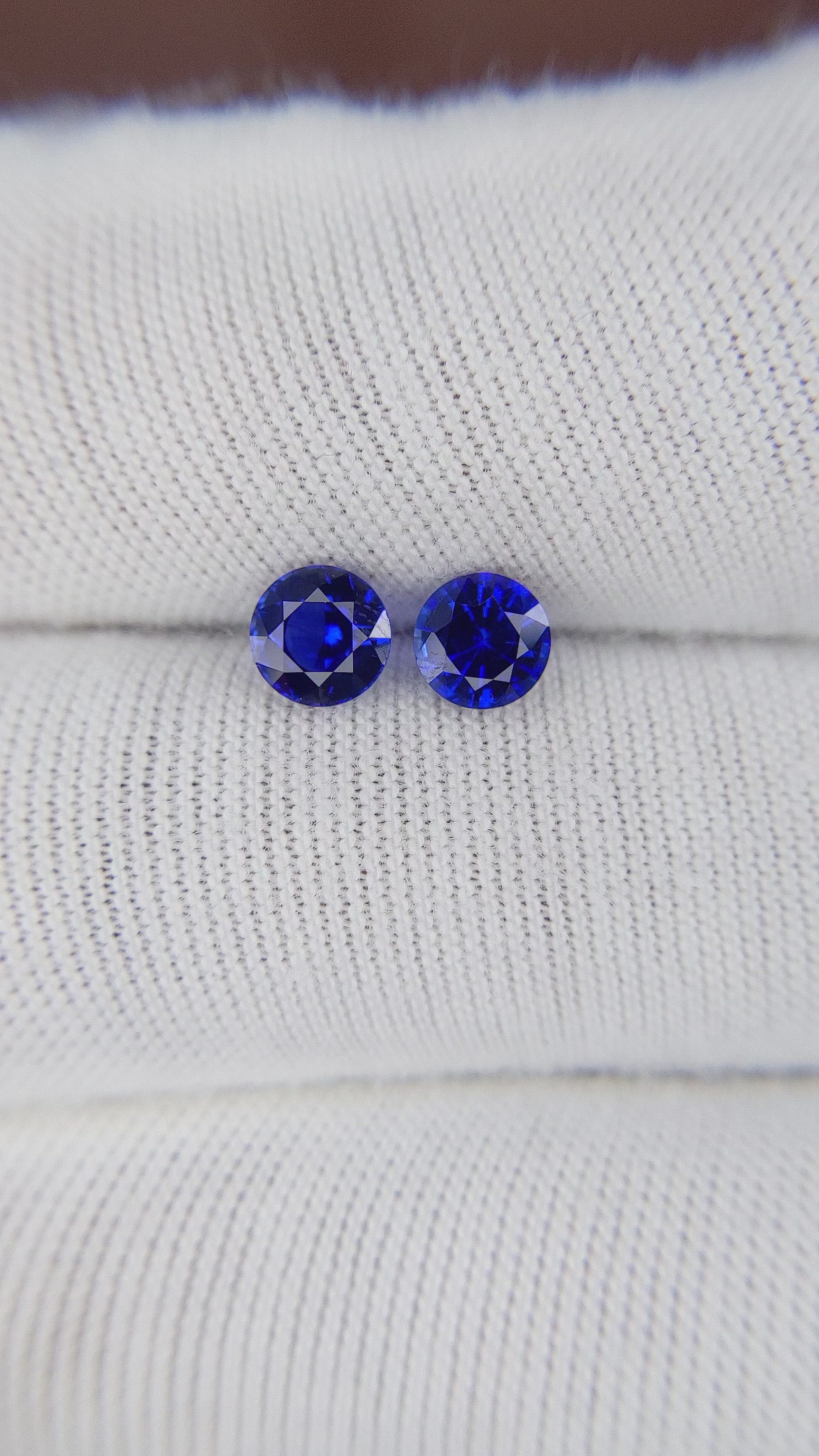 1.31 Ct.Tw.Total Carat Weight Blue Sapphire Pair from Ceylon (Sri Lanka) Size Video