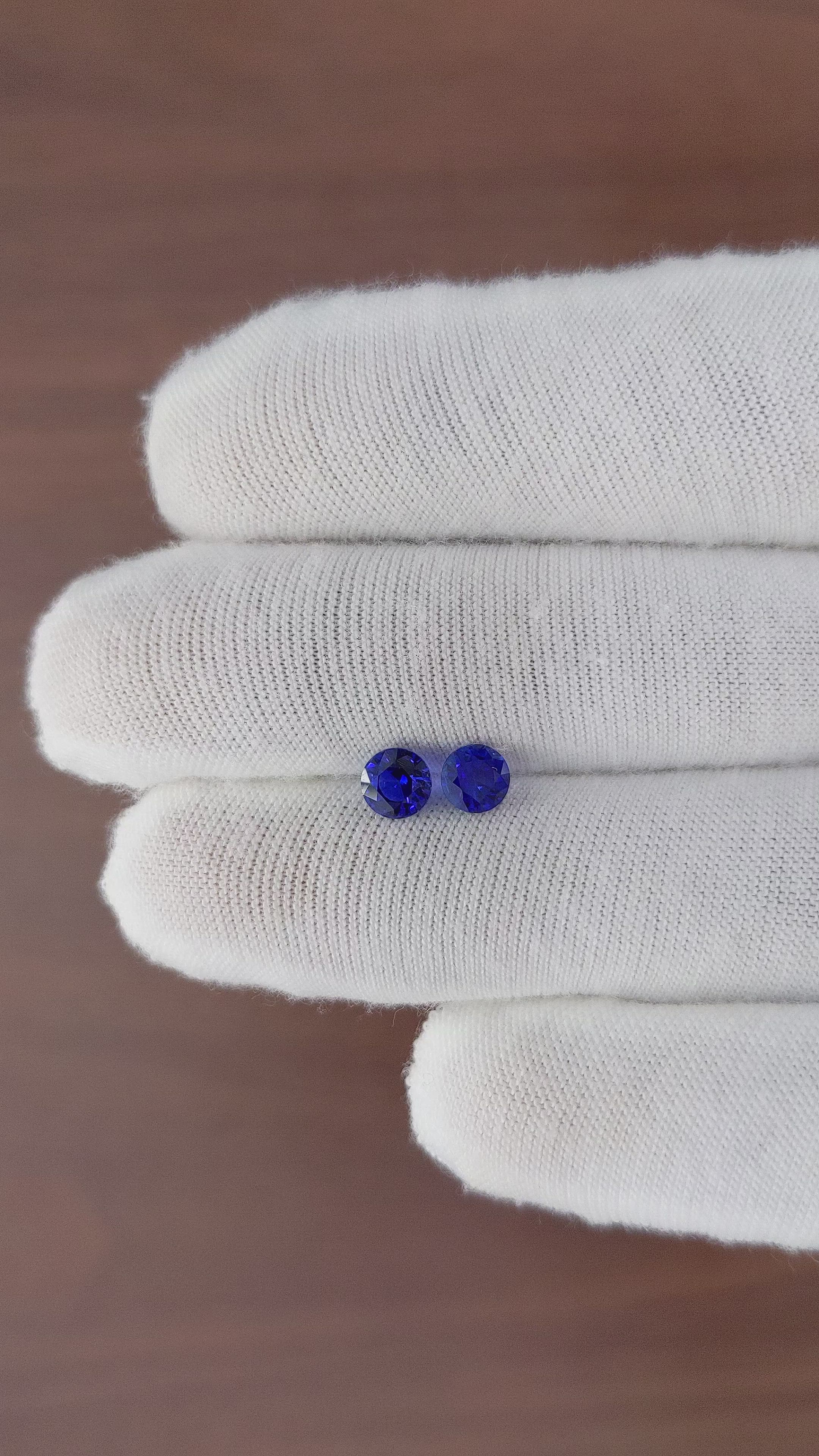 1.31 Ct.Tw.Total Carat Weight Blue Sapphire Pair from Ceylon (Sri Lanka) Size Video