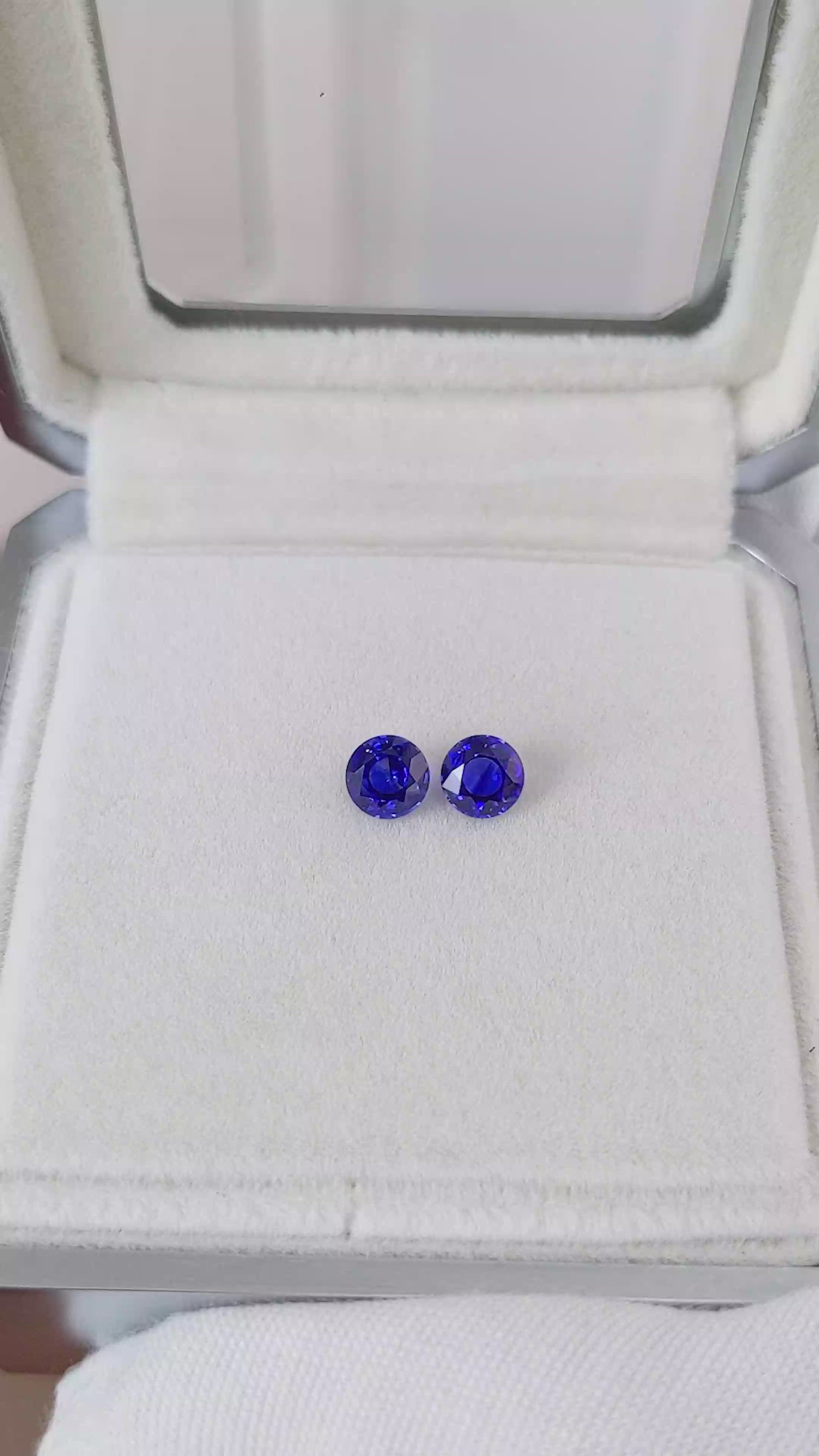 1.70 Ct.Tw.Total Carat Weight Blue Sapphire Pair from Ceylon (Sri Lanka) Size Video