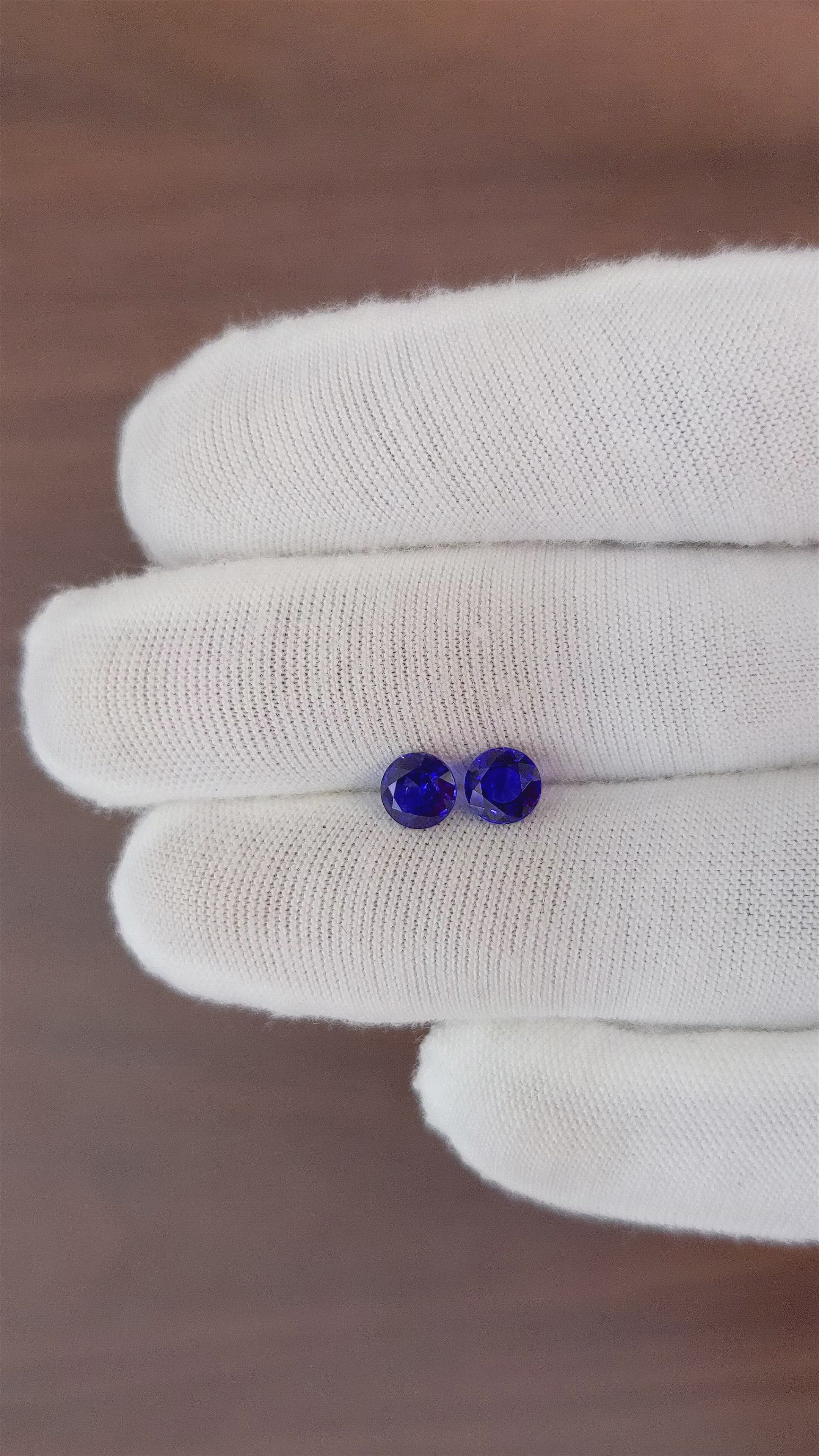 1.70 Ct.Tw.Total Carat Weight Blue Sapphire Pair from Ceylon (Sri Lanka) Size Video