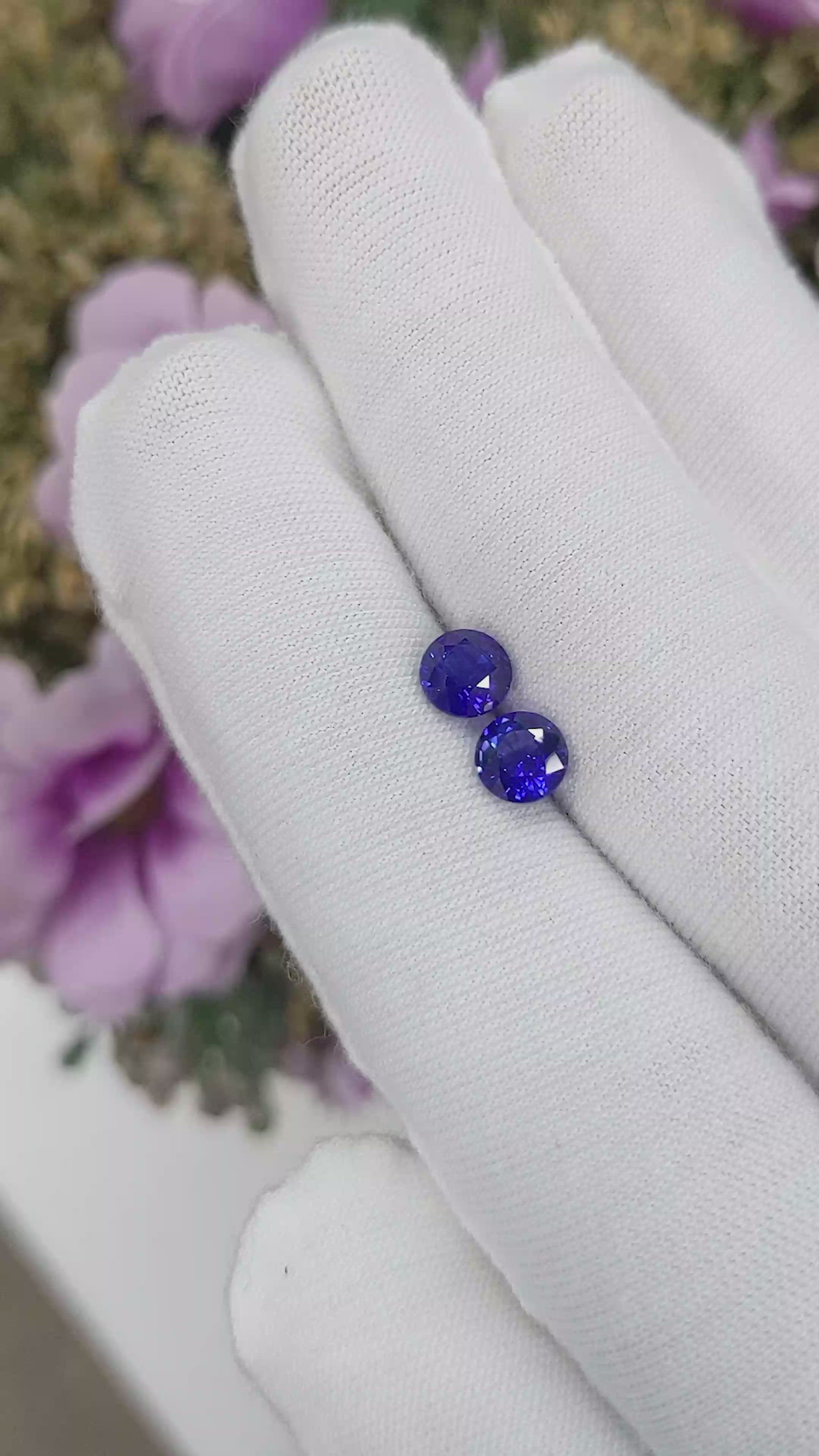 1.51 Ct.Tw.Total Carat Weight Blue Sapphire Pair from Ceylon (Sri Lanka) Size Video