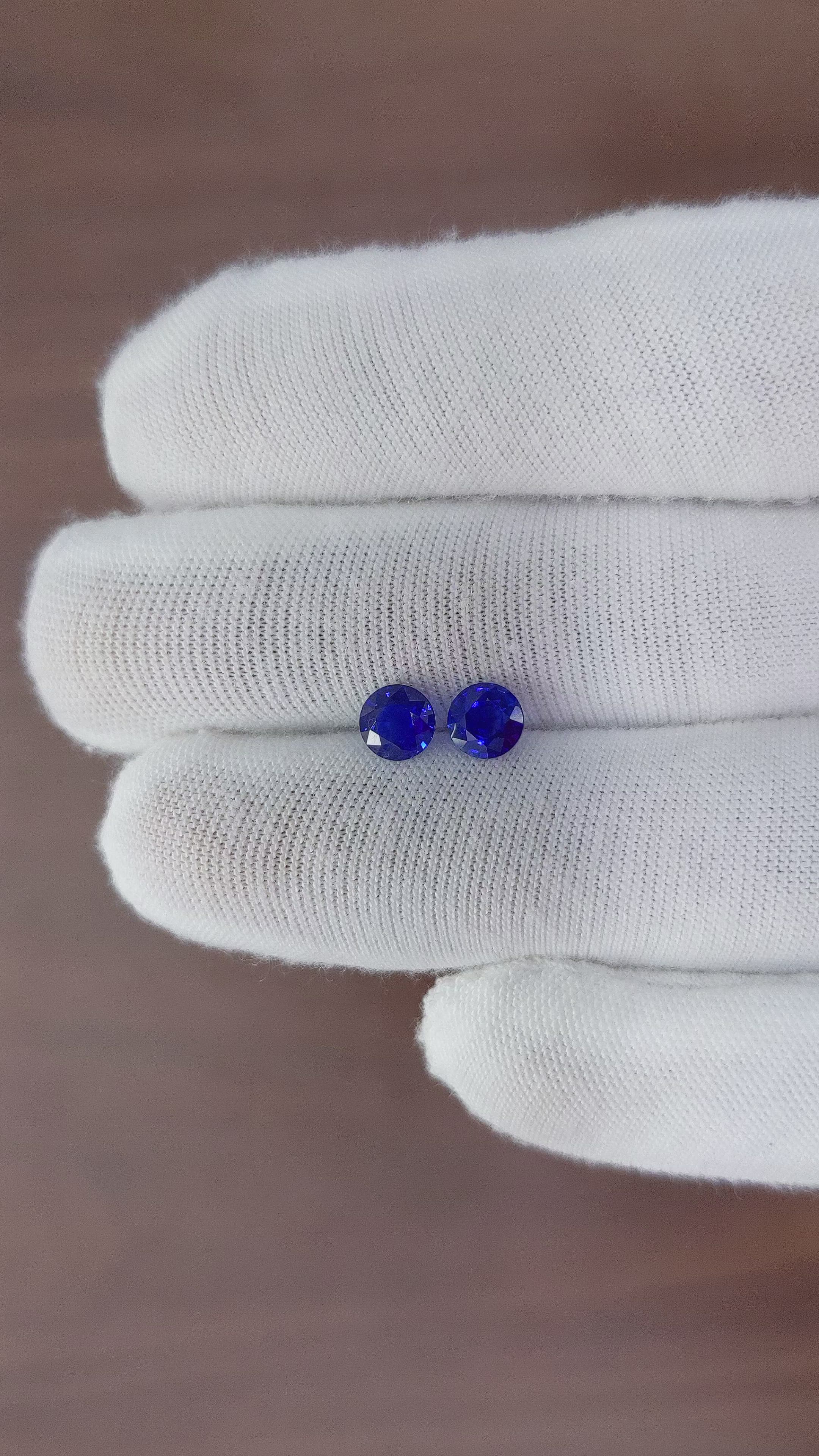 1.51 Ct.Tw.Total Carat Weight Blue Sapphire Pair from Ceylon (Sri Lanka) Size Video