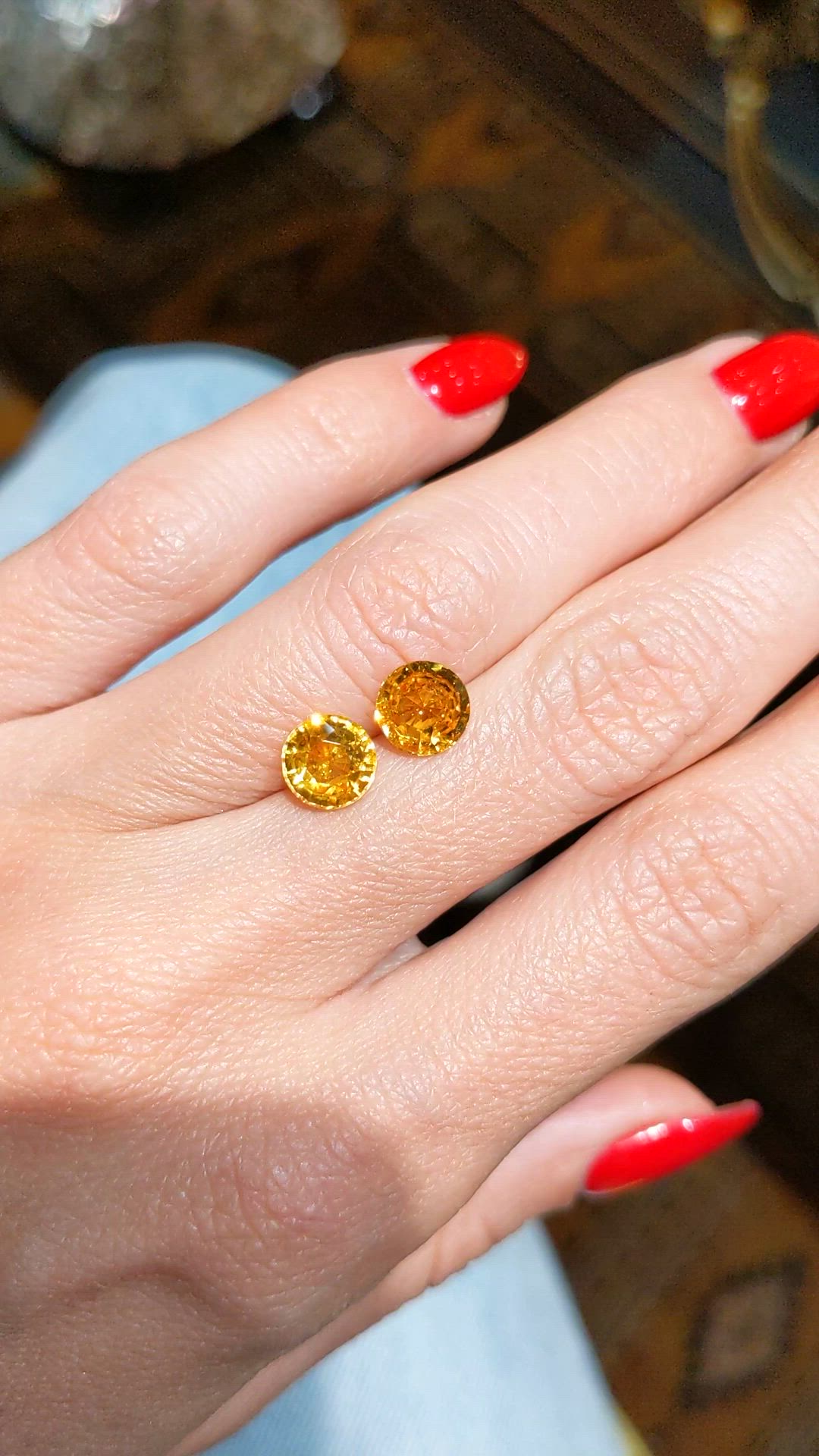 3.38 Ct.Tw.Total Carat Weight Yellow Sapphire Pair from Ceylon (Sri Lanka) Size Video