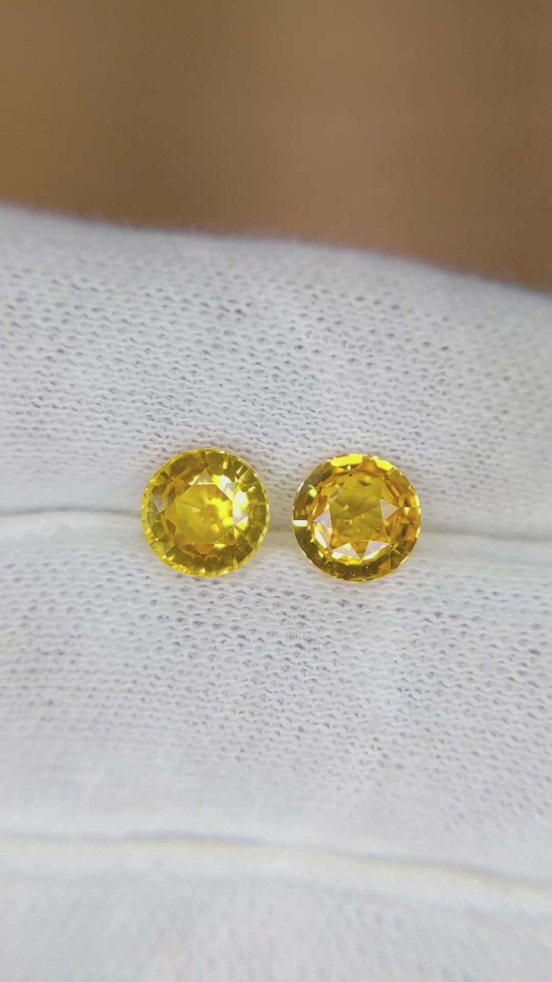 3.38 Ct.Tw.Total Carat Weight Yellow Sapphire Pair from Ceylon (Sri Lanka) Size Video
