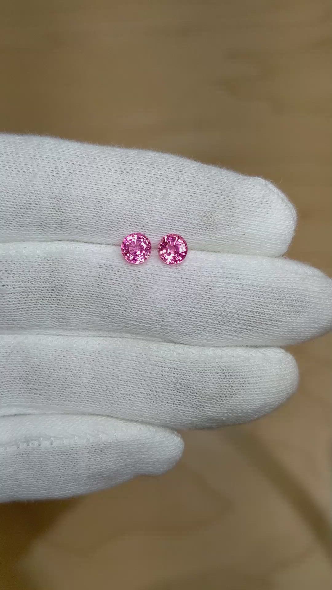 1.43&nbsp;Ct.Tw.Total Carat Weight Pink Sapphire Pair from Ceylon (Sri Lanka) Size Video