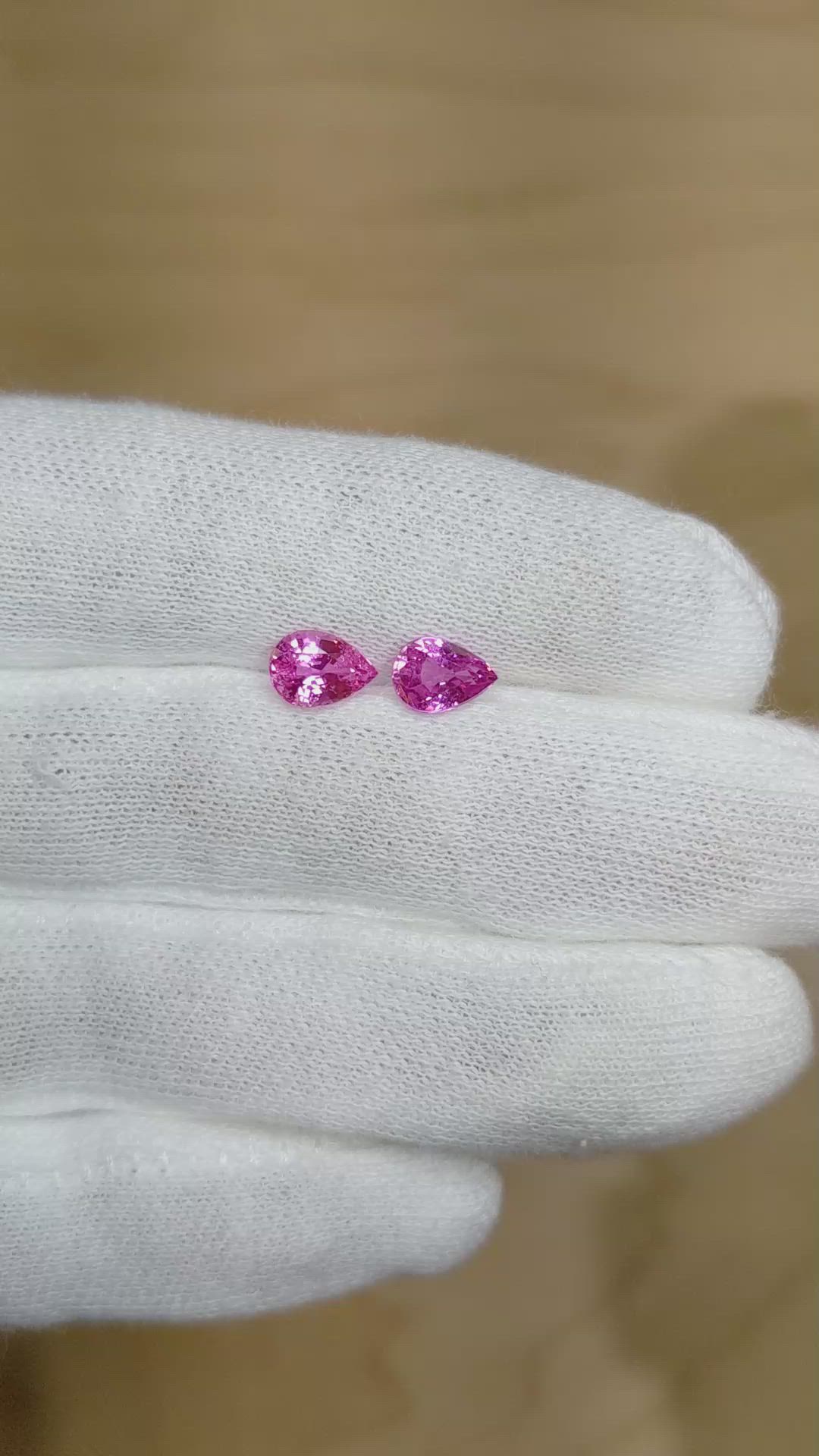 2.03&nbsp;Ct.Tw.Total Carat Weight Pink Sapphire Pair from Ceylon (Sri Lanka) Size Video