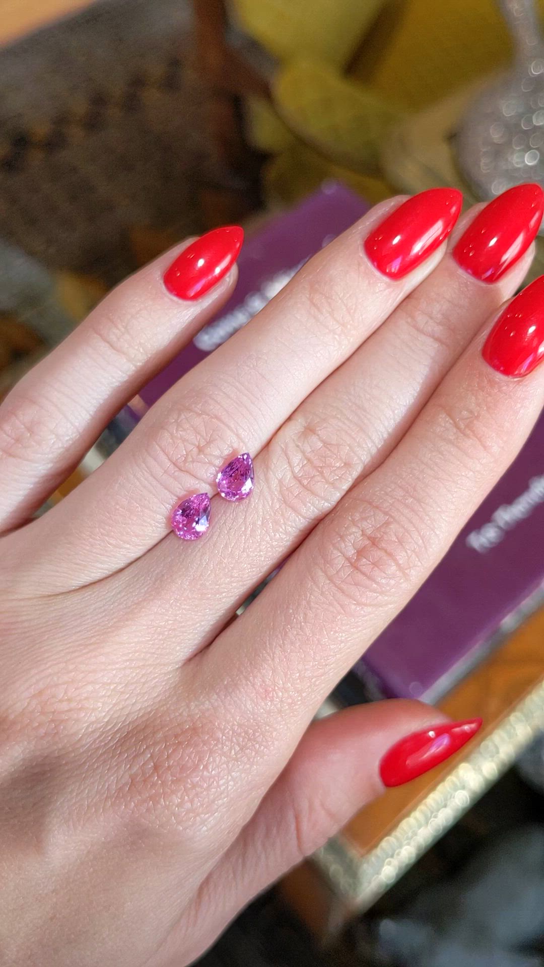 2.03&nbsp;Ct.Tw.Total Carat Weight Pink Sapphire Pair from Ceylon (Sri Lanka) Size Video