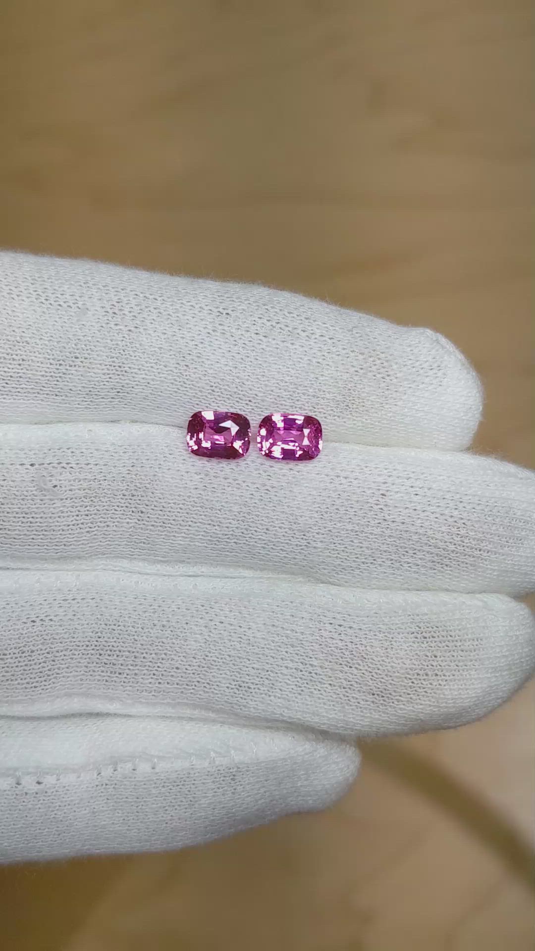 2.15 Ct.Tw.Total Carat Weight Pink Sapphire Pair from Ceylon (Sri Lanka) Size Video