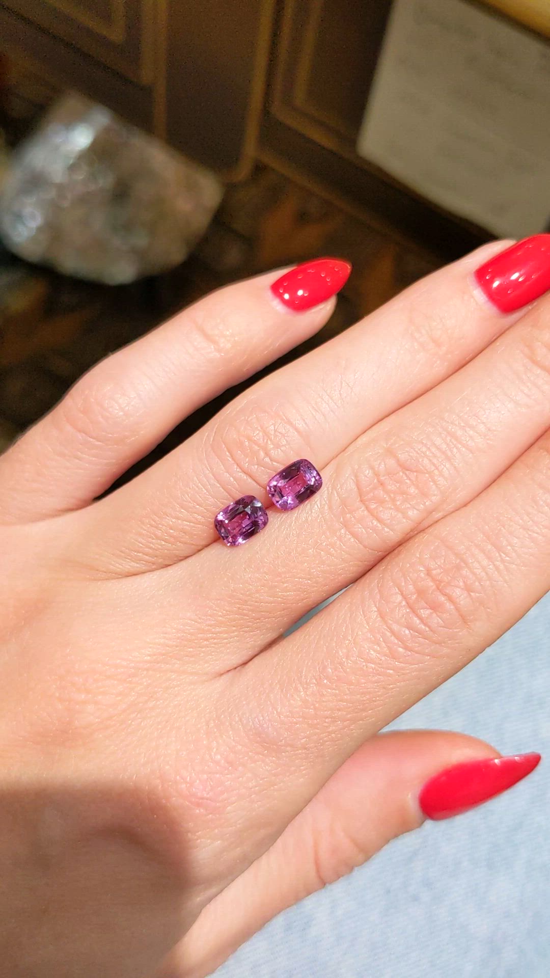 2.15 Ct.Tw.Total Carat Weight Pink Sapphire Pair from Ceylon (Sri Lanka) Size Video
