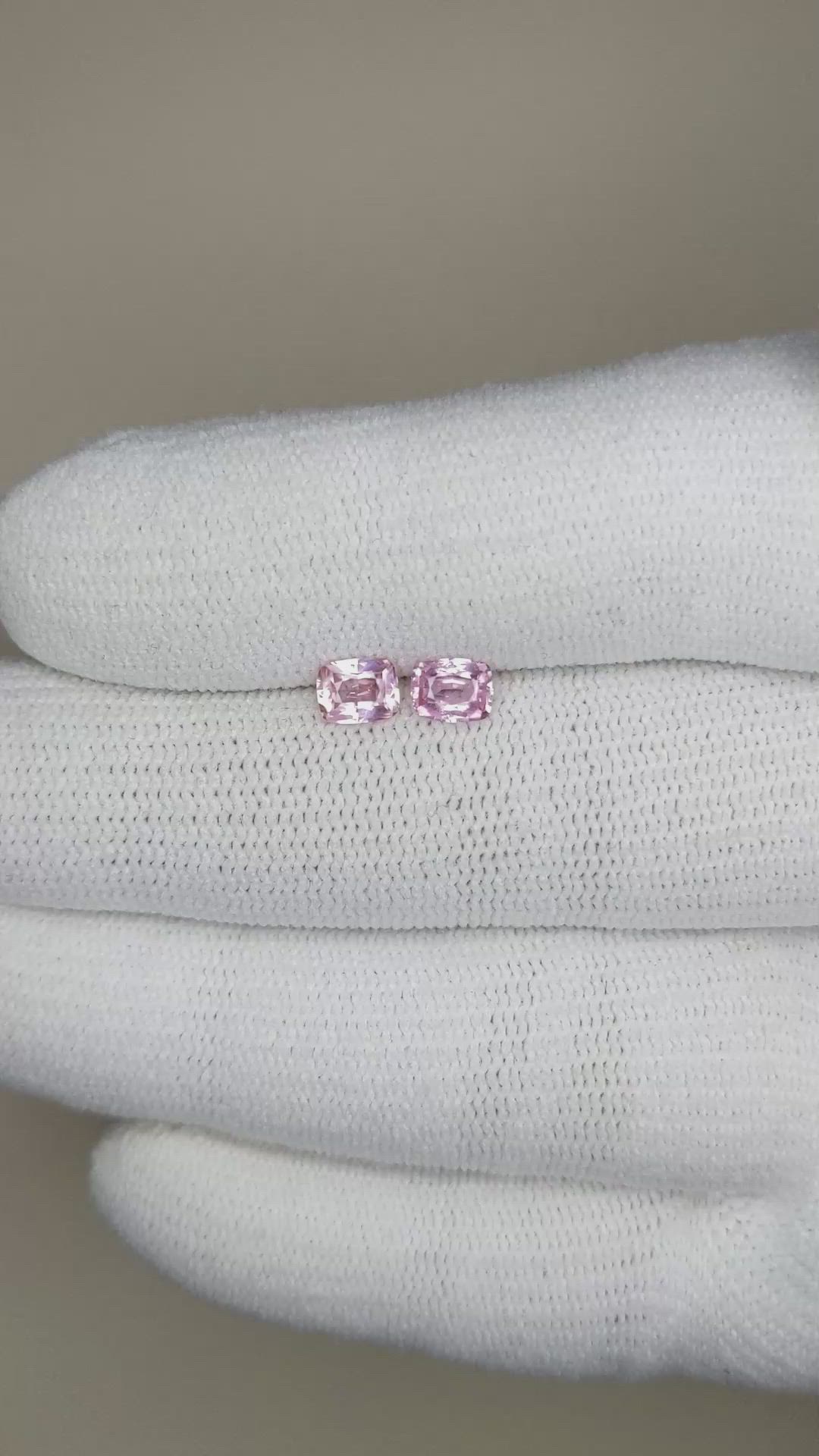 0.87 Ct.Tw.Total Carat Weight Pink Sapphire Pair from Ceylon (Sri Lanka) Size Video