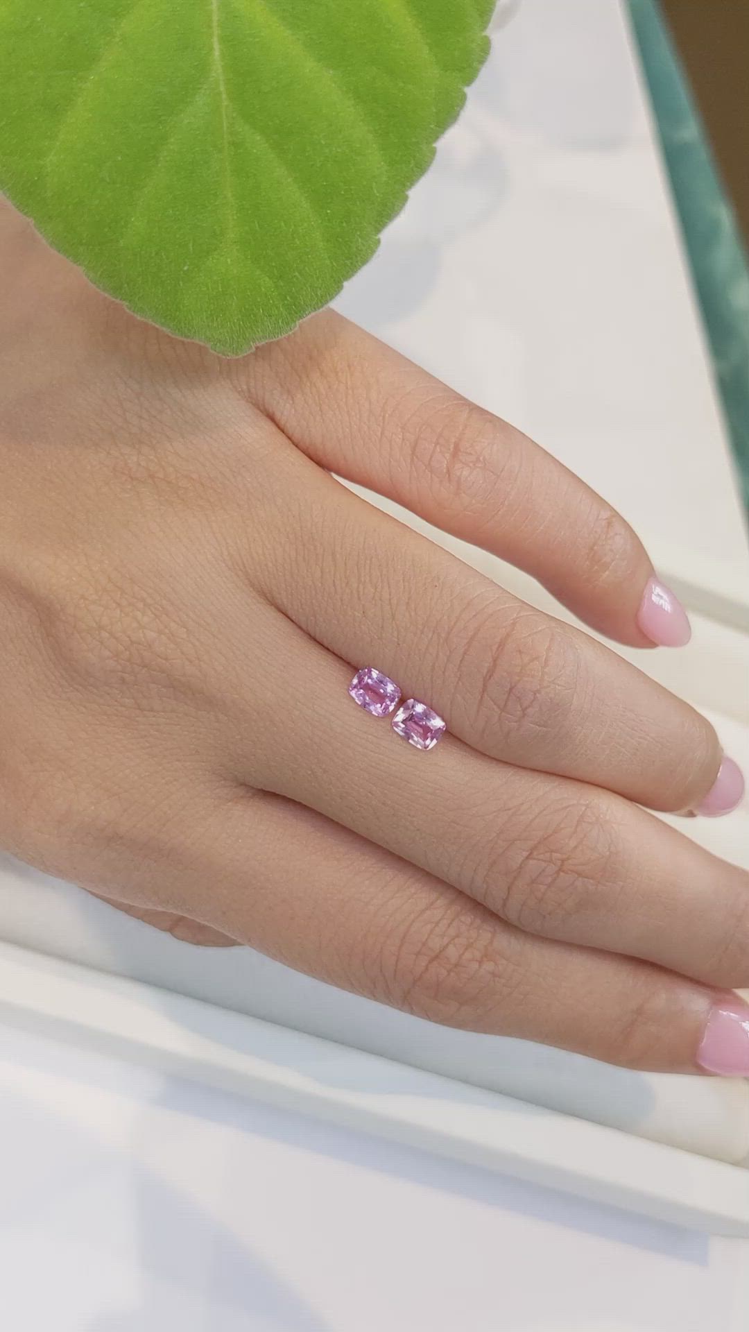 0.87 Ct.Tw.Total Carat Weight Pink Sapphire Pair from Ceylon (Sri Lanka) Size Video