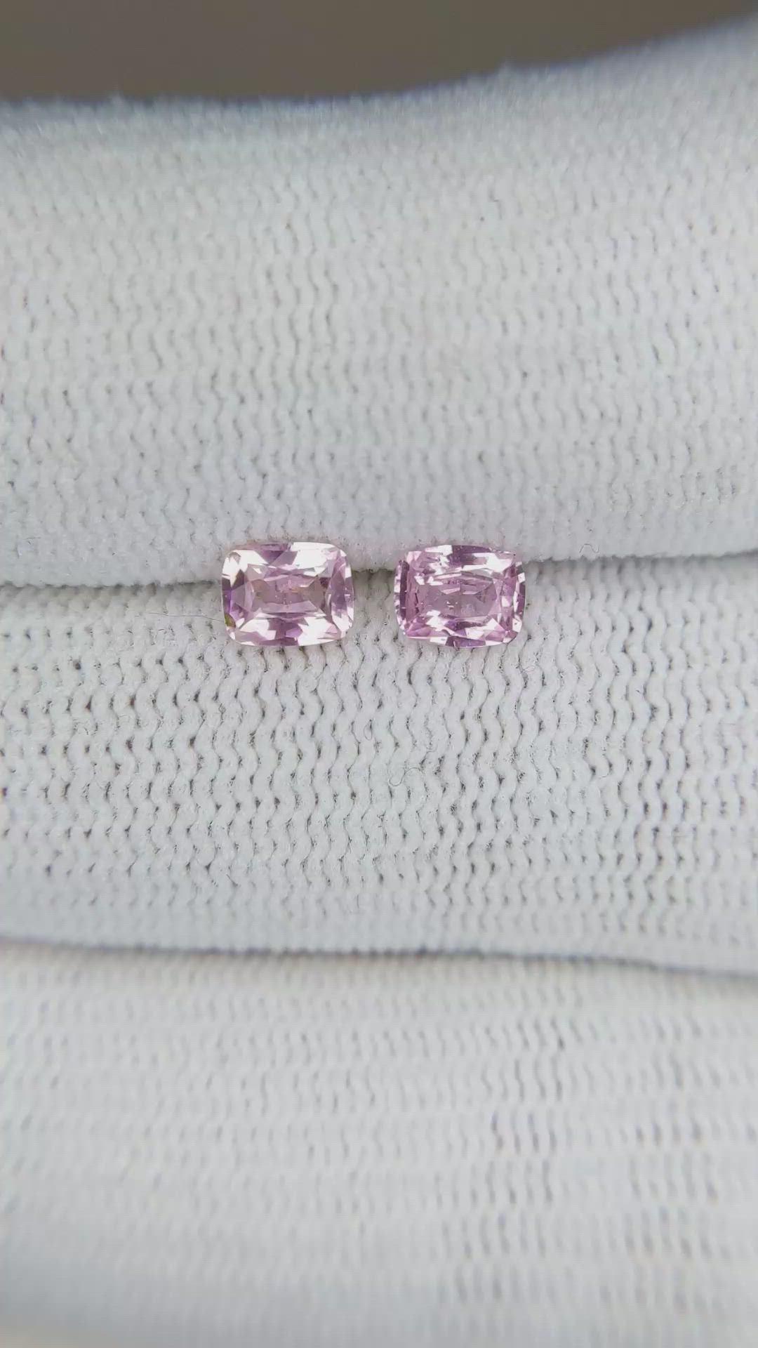 0.87 Ct.Tw.Total Carat Weight Pink Sapphire Pair from Ceylon (Sri Lanka) Size Video