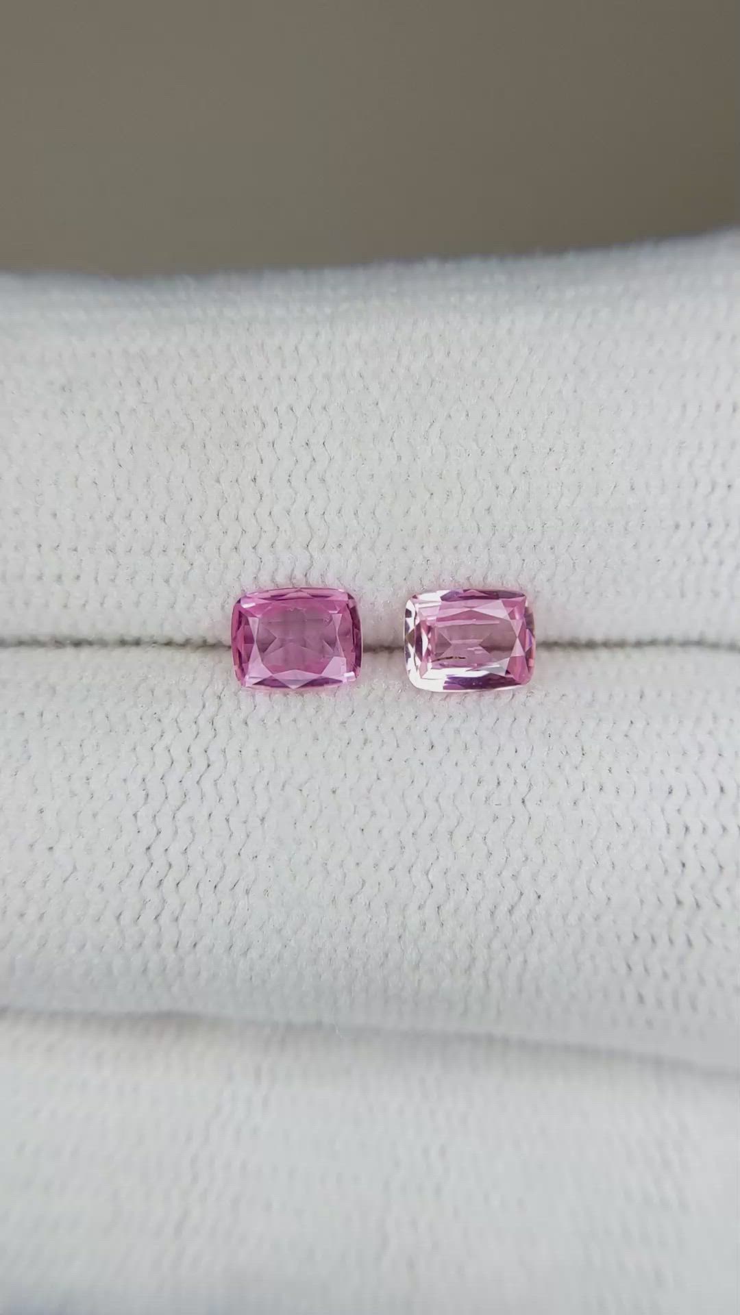 0.69 Ct.Tw.Total Carat Weight Pink Sapphire Pair from Ceylon (Sri Lanka) Size Video