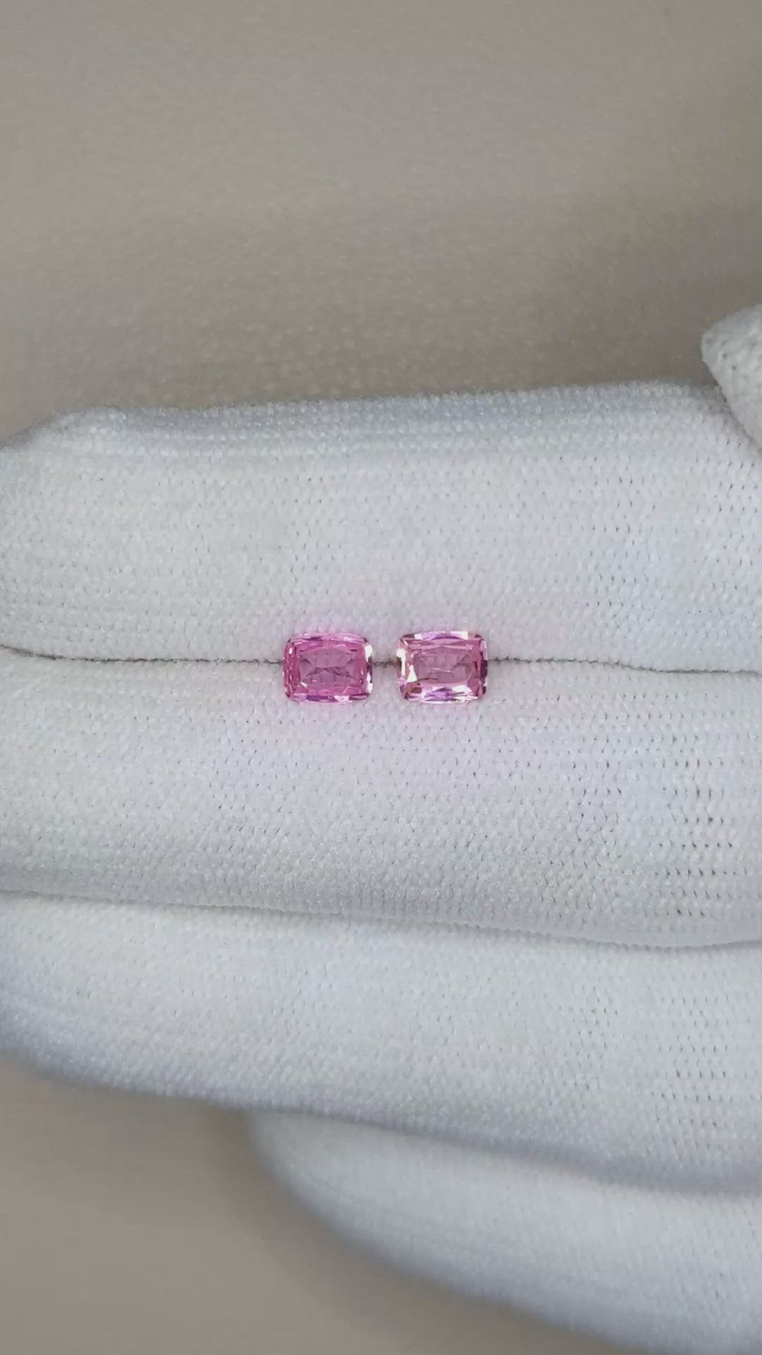0.69 Ct.Tw.Total Carat Weight Pink Sapphire Pair from Ceylon (Sri Lanka) Size Video