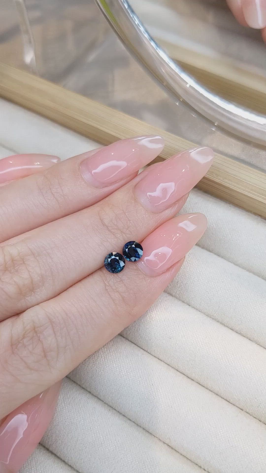 1.24 Ct.Tw.Total Carat Weight Blue Sapphire Pair from Ceylon (Sri Lanka) Size Video