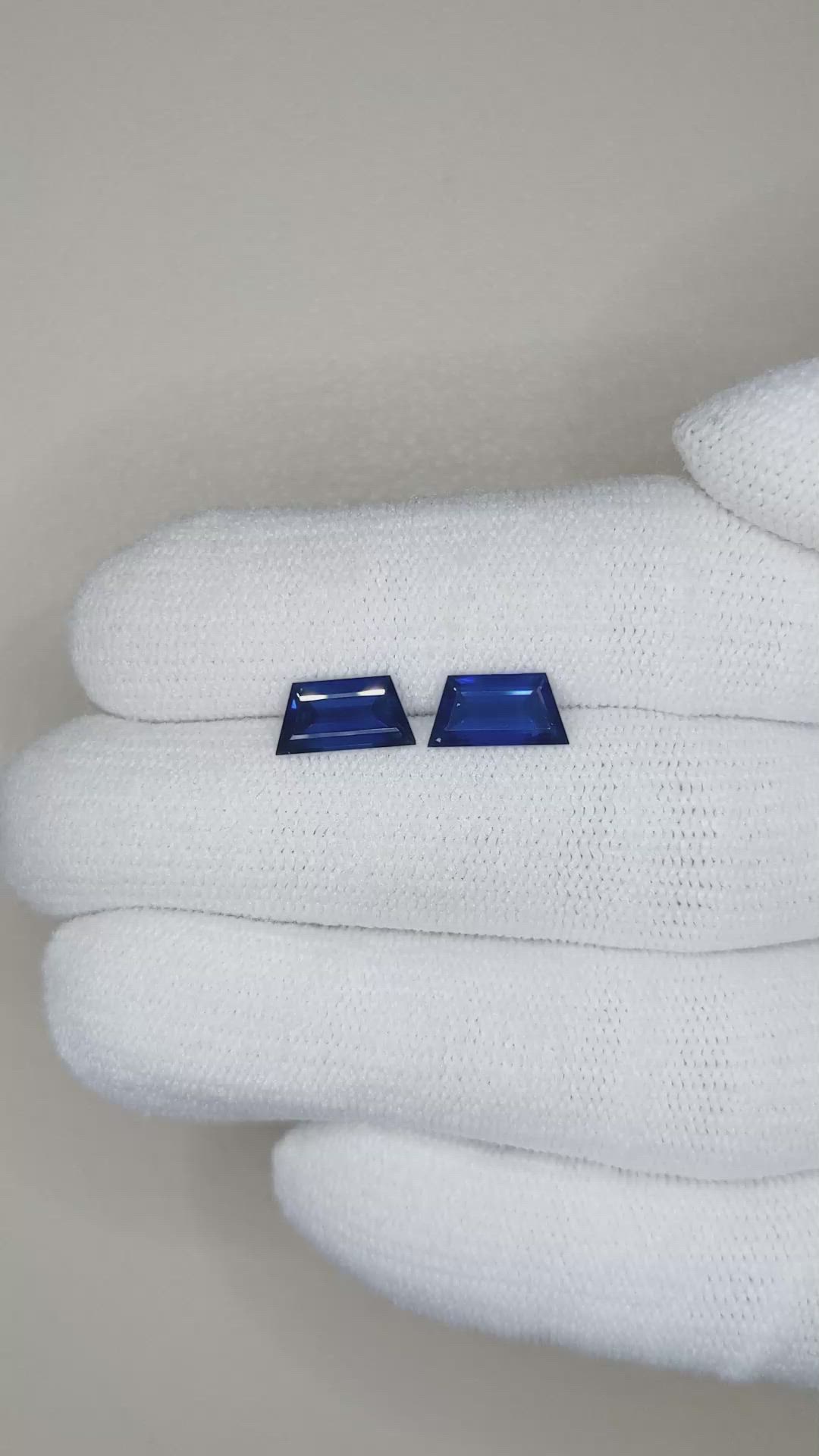 2.45&nbsp;Ct.Tw.Total Carat Weight Blue Sapphire Pair from Ceylon (Sri Lanka) Size Video