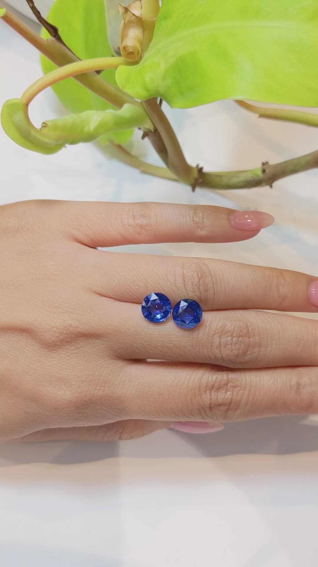 6.07&nbsp;Ct.Tw.Total Carat Weight Blue Sapphire Pair from Ceylon (Sri Lanka) Size Video