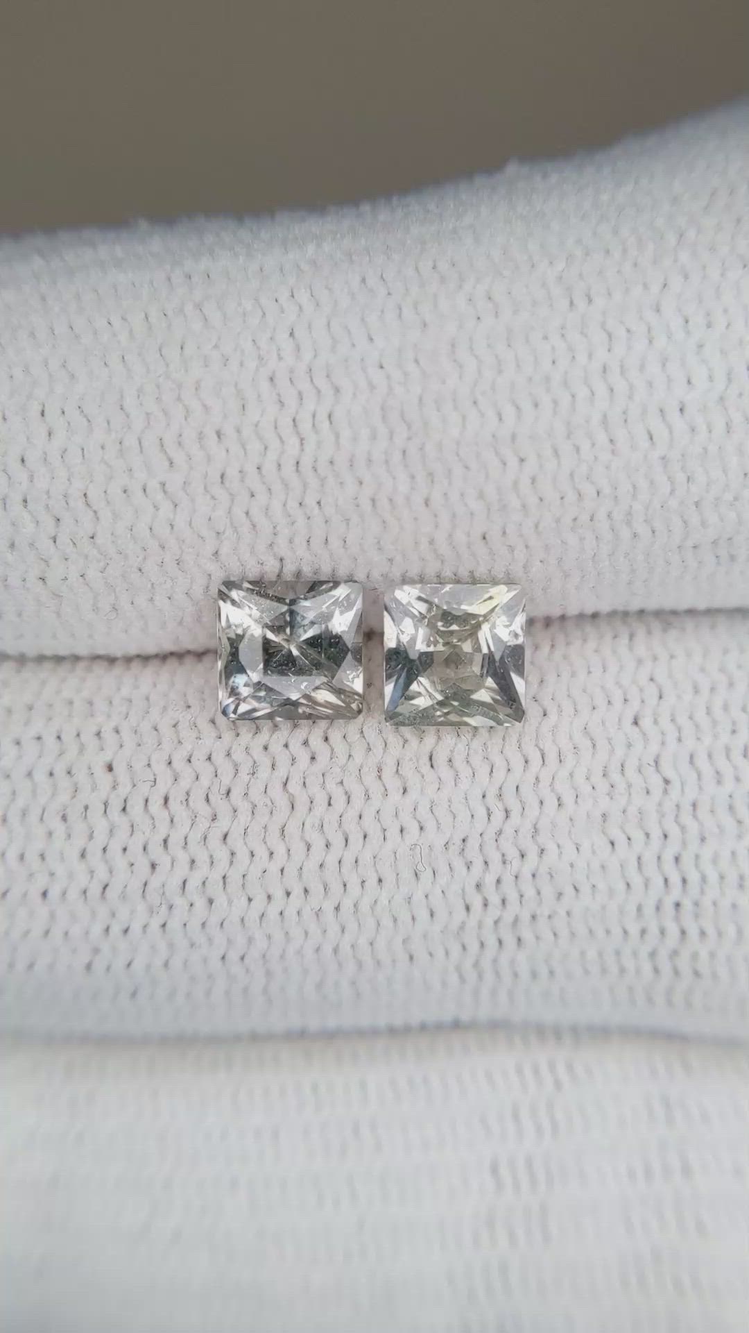2.13 Ct.Tw.Total Carat Weight Grey Sapphire Pair from Ceylon (Sri Lanka) Size Video