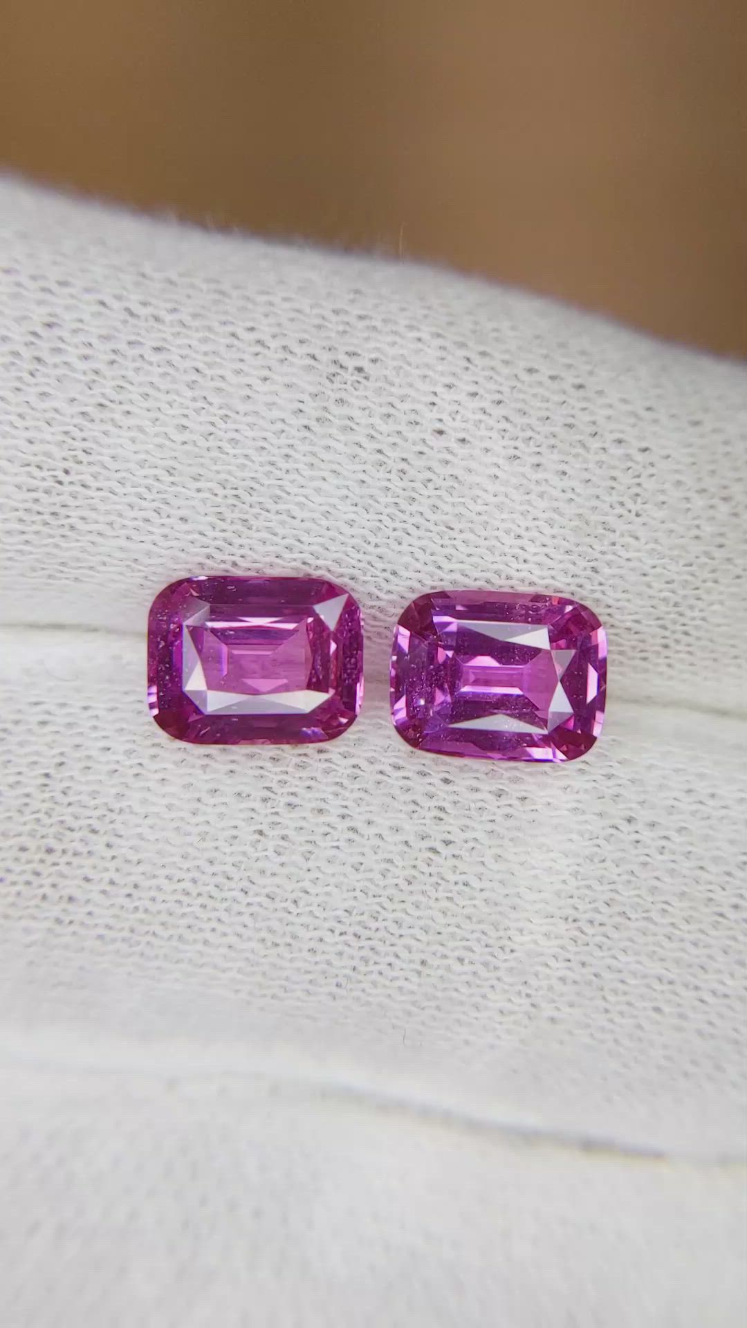 4.57 Ct.Tw.Total Carat Weight Pink Sapphire Pair from Ceylon (Sri Lanka) Size Video