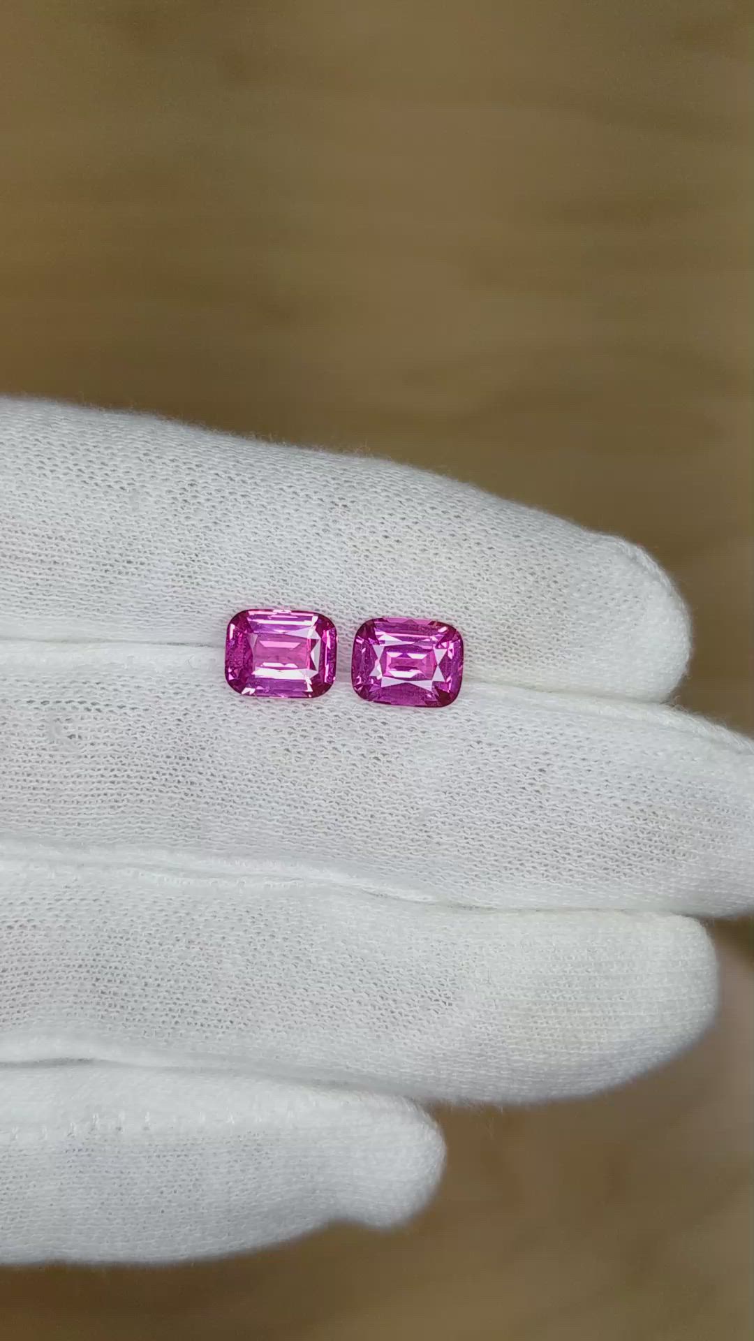 4.57 Ct.Tw.Total Carat Weight Pink Sapphire Pair from Ceylon (Sri Lanka) Size Video