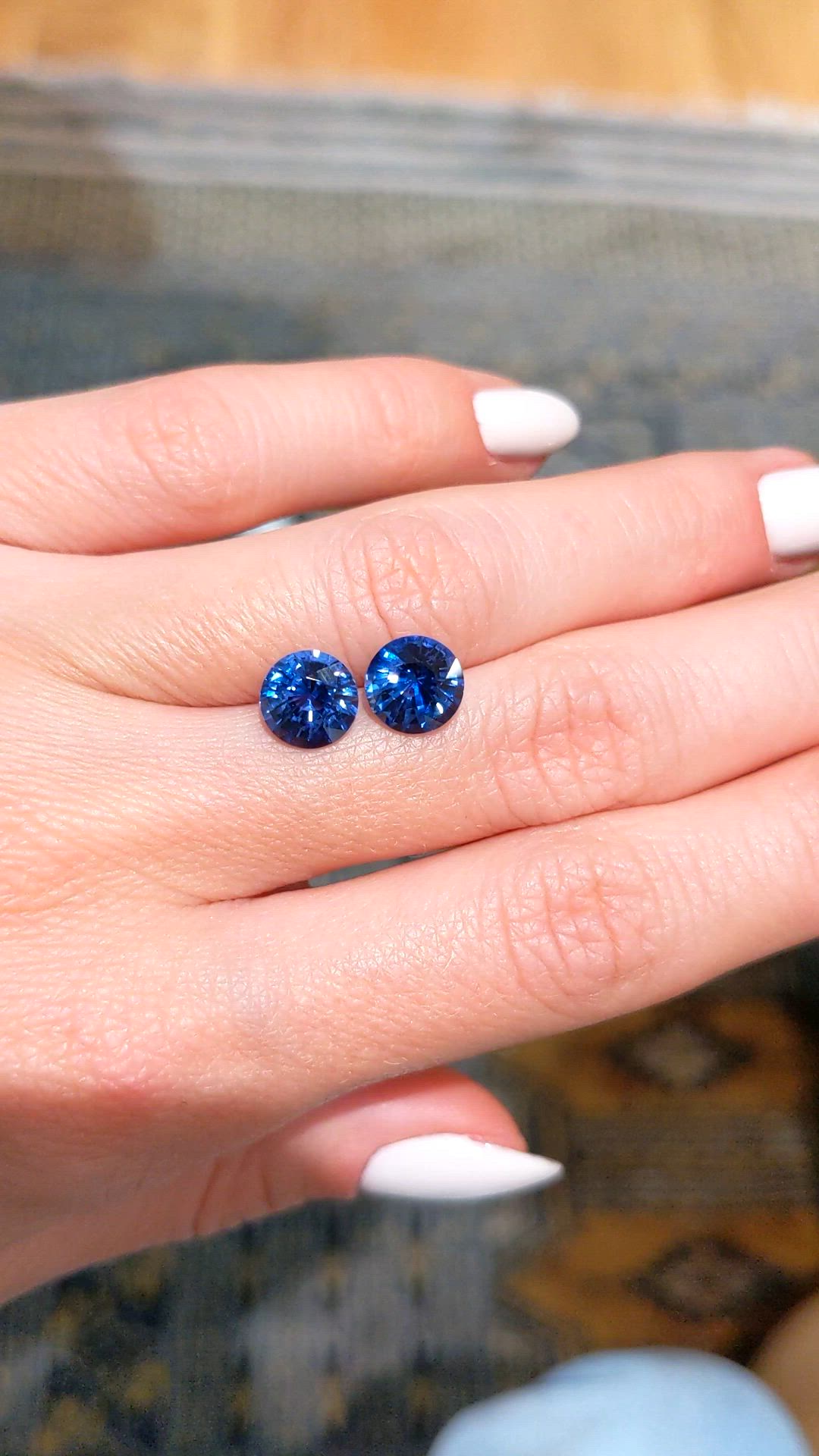 4.15 Ct.Tw.Total Carat Weight Blue Sapphire Pair from Ceylon (Sri Lanka) Size Video