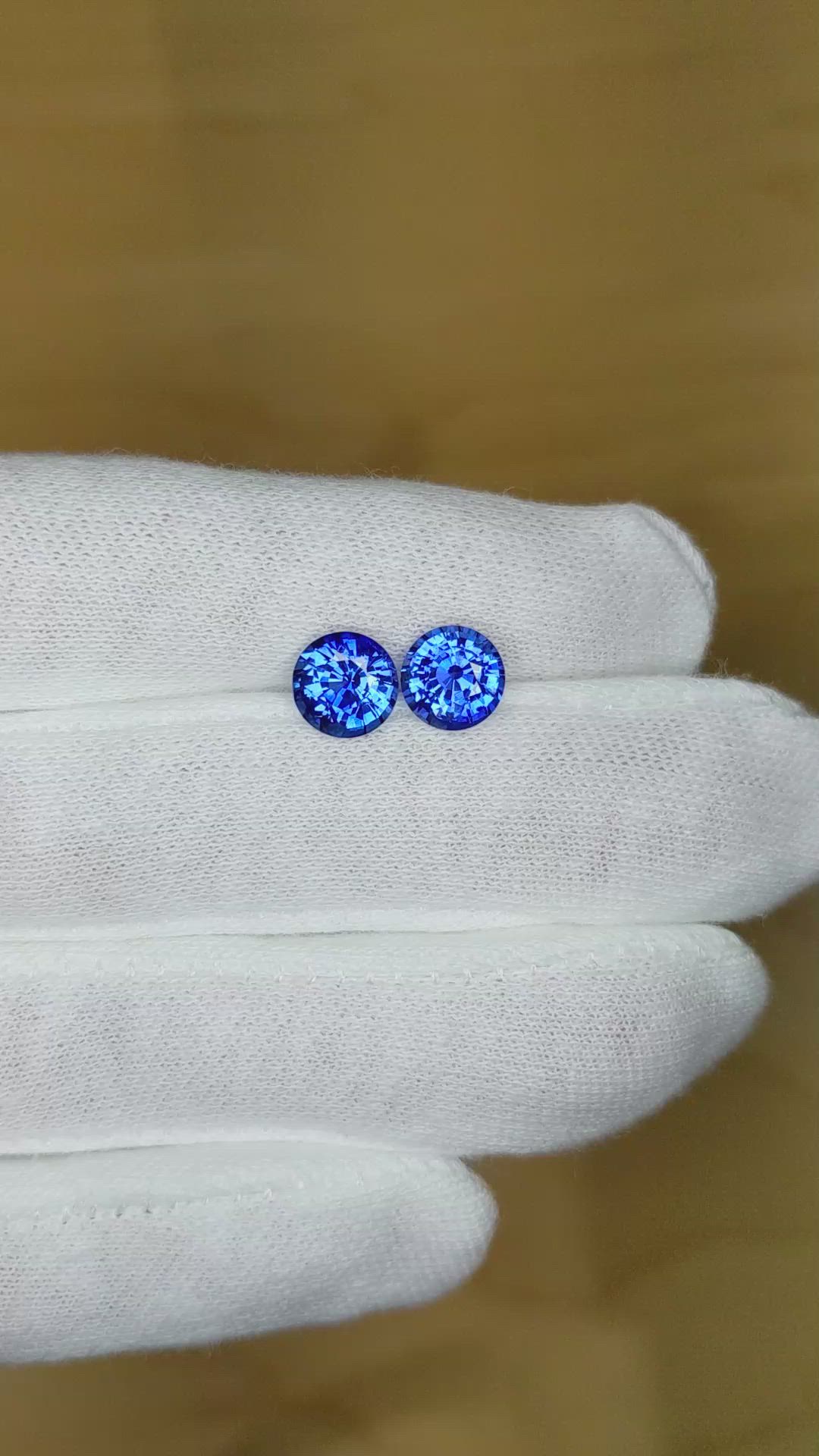 4.15 Ct.Tw.Total Carat Weight Blue Sapphire Pair from Ceylon (Sri Lanka) Size Video