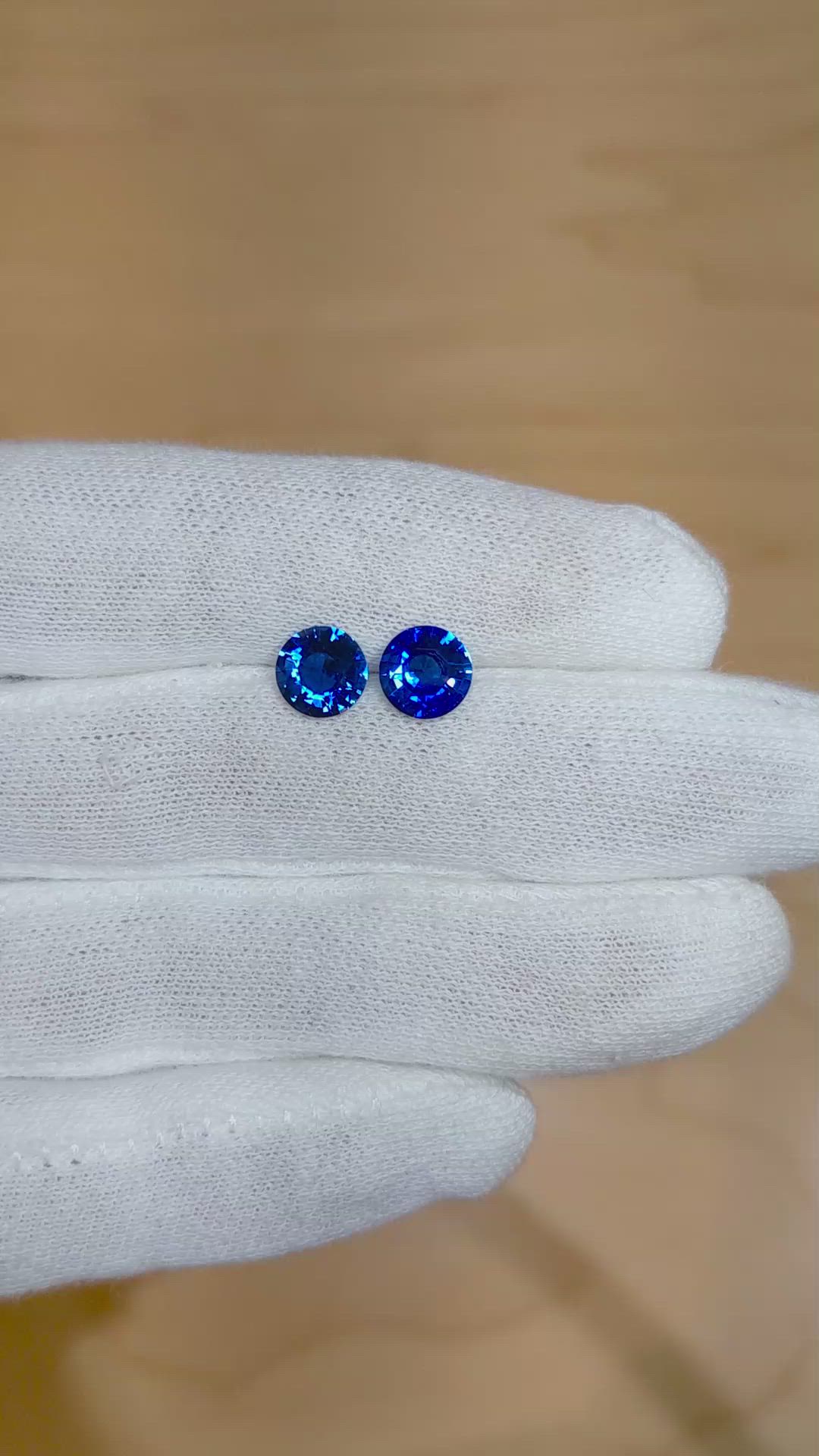 2.58 Ct.Tw.Total Carat Weight Blue Sapphire Pair from Ceylon (Sri Lanka) Size Video