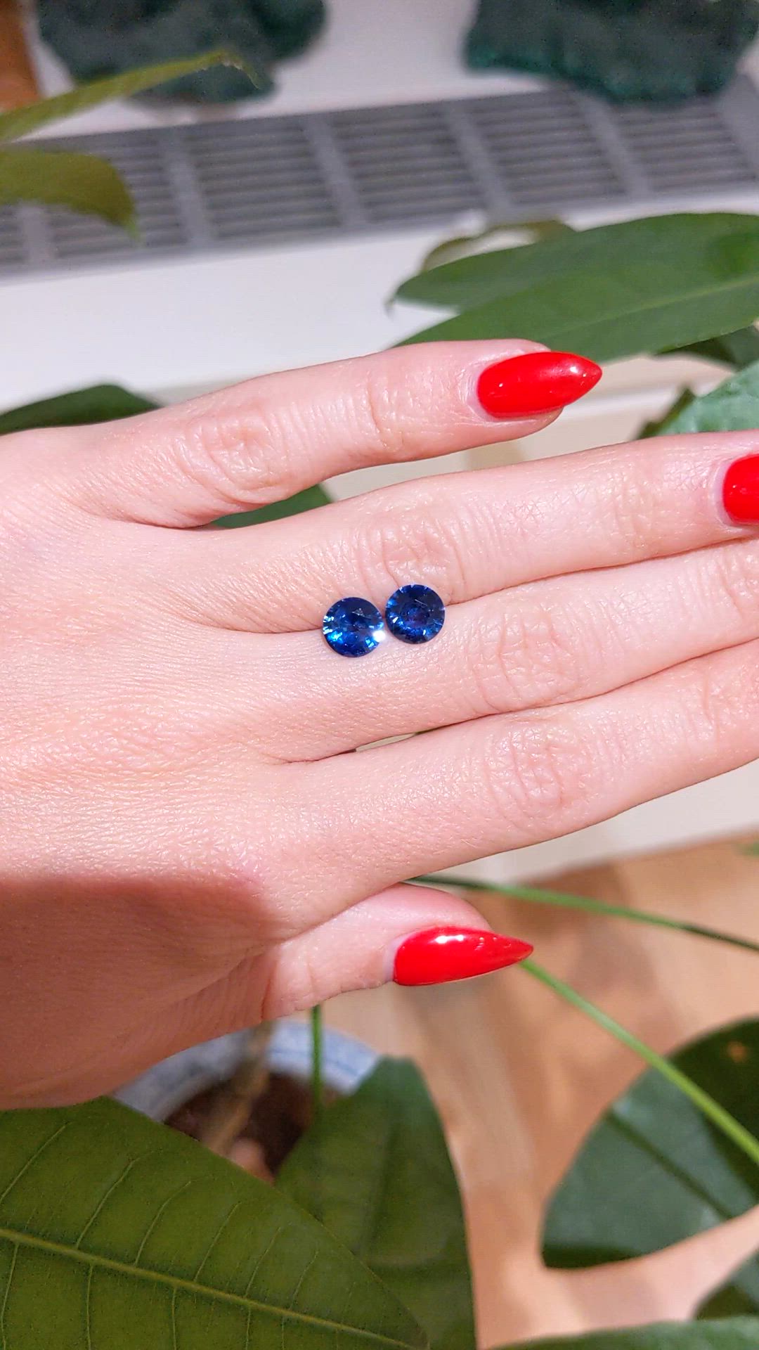 2.58 Ct.Tw.Total Carat Weight Blue Sapphire Pair from Ceylon (Sri Lanka) Size Video