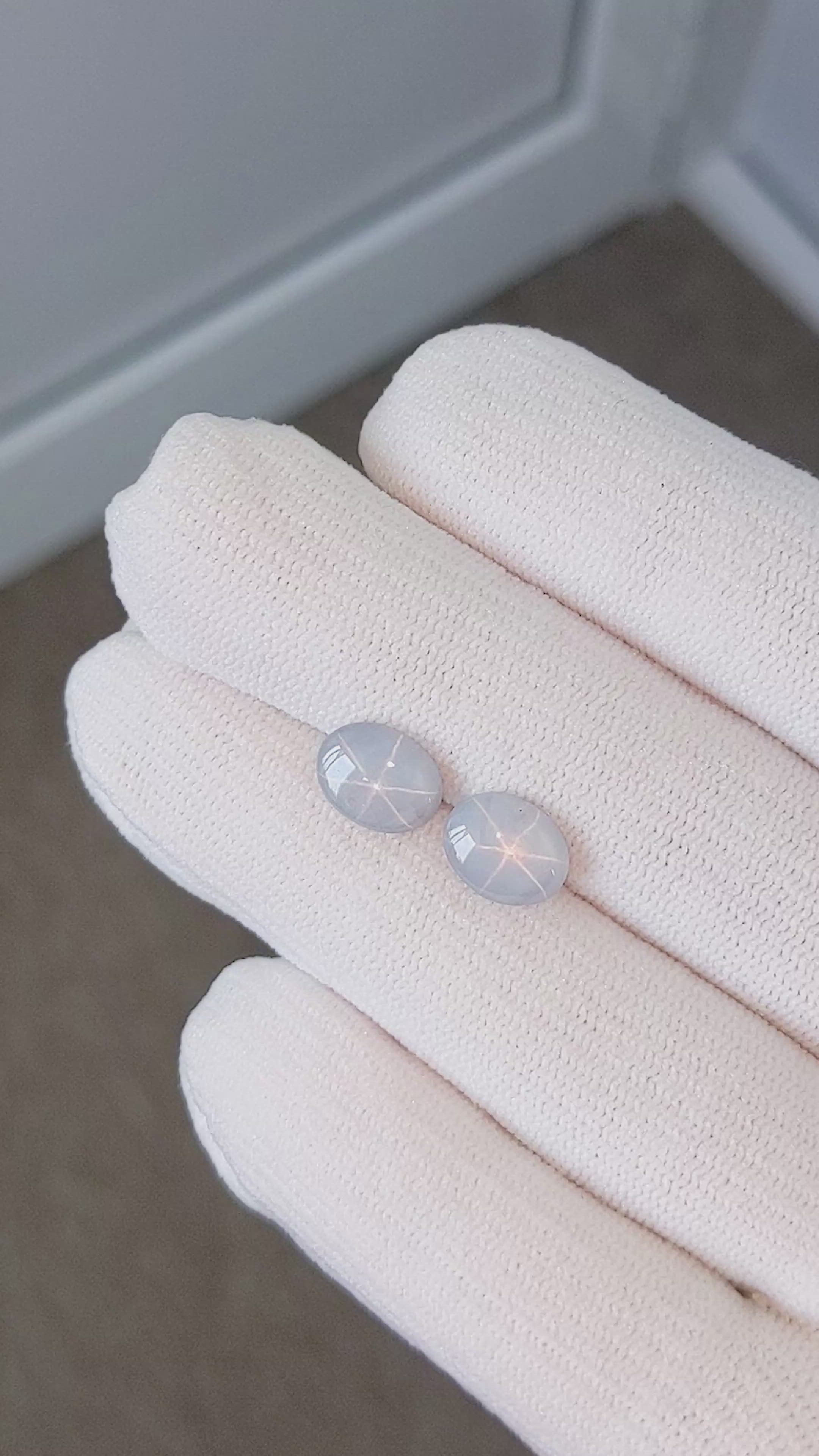 4.70&nbsp;Ct.Tw.Total Carat Weight Grey Star Sapphire Pair from Ceylon (Sri Lanka) Size Video