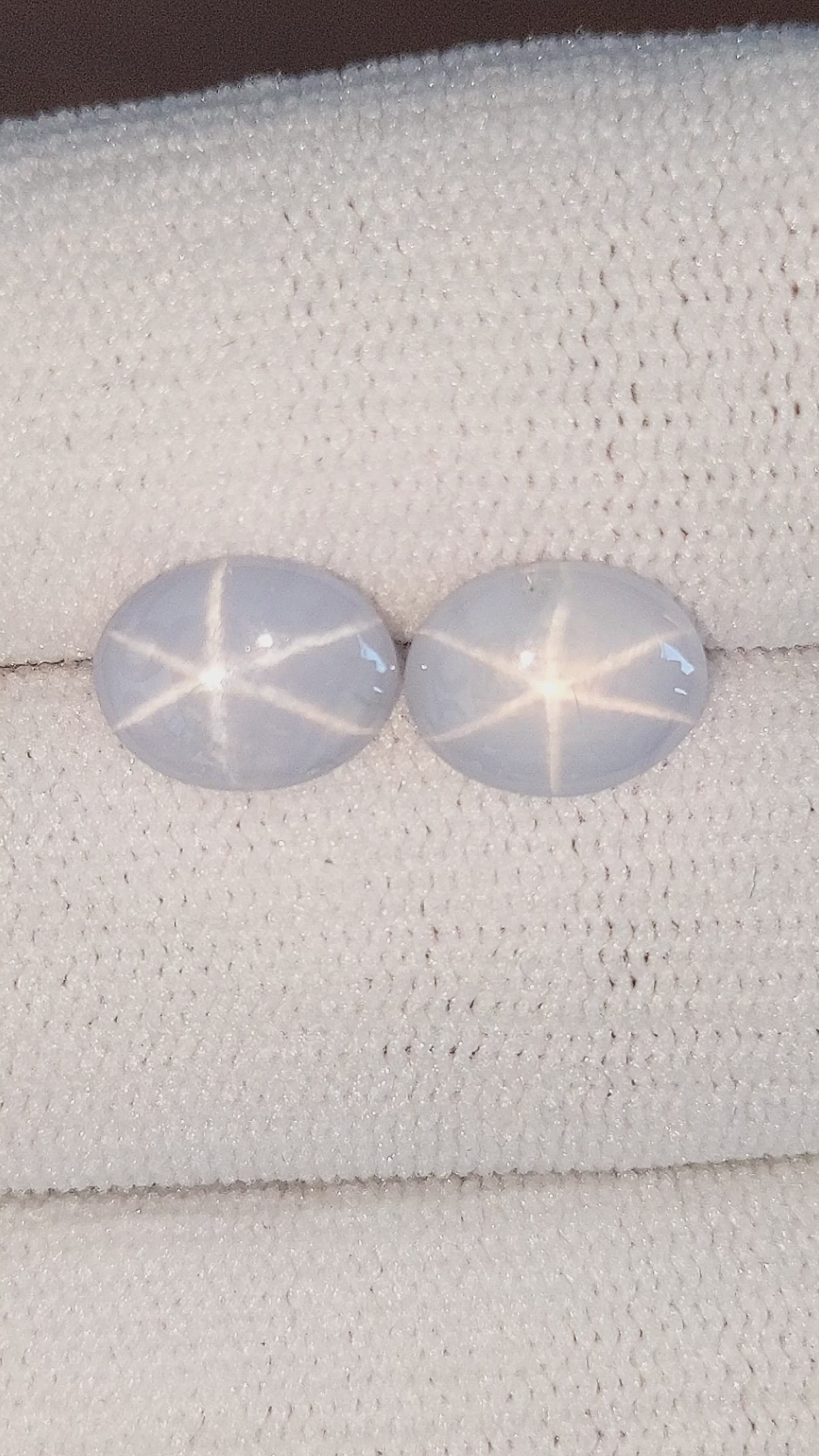 4.70&nbsp;Ct.Tw.Total Carat Weight Grey Star Sapphire Pair from Ceylon (Sri Lanka) Size Video