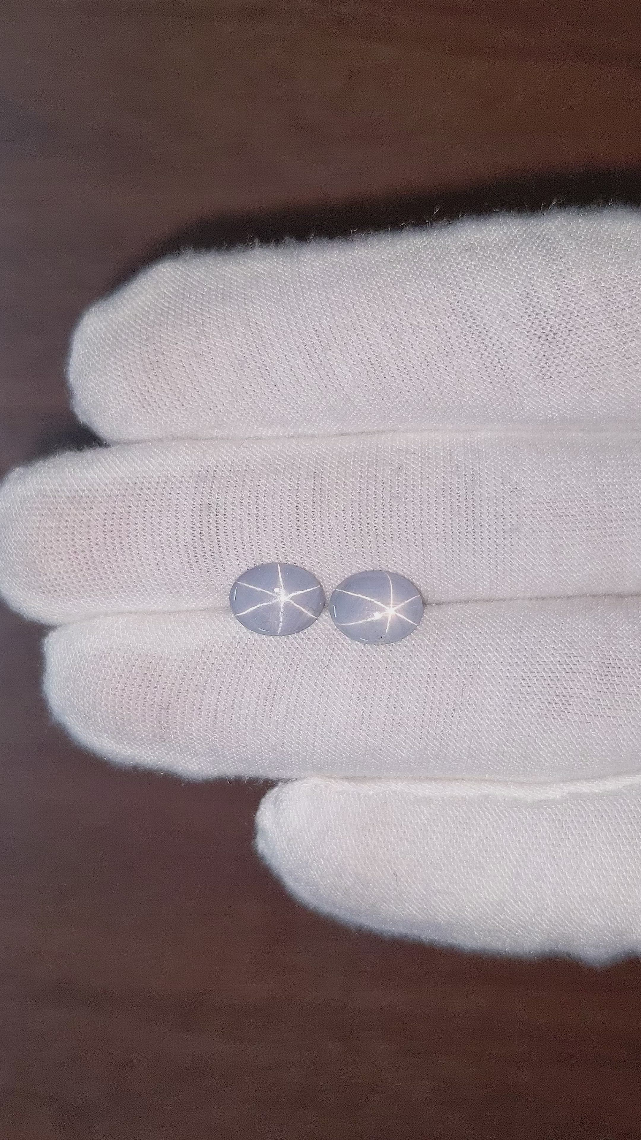 4.70&nbsp;Ct.Tw.Total Carat Weight Grey Star Sapphire Pair from Ceylon (Sri Lanka) Size Video