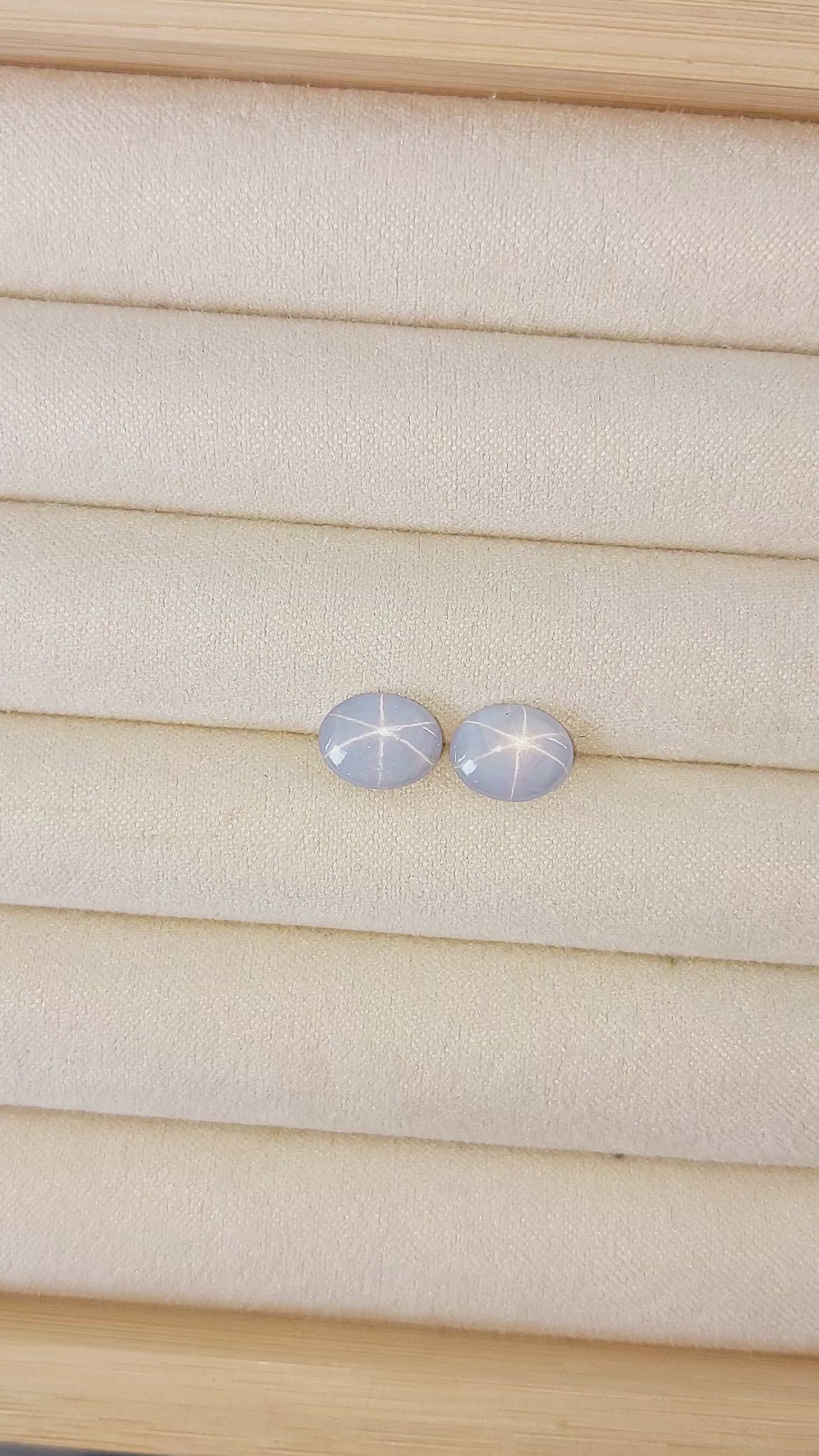 4.70&nbsp;Ct.Tw.Total Carat Weight Grey Star Sapphire Pair from Ceylon (Sri Lanka) Size Video